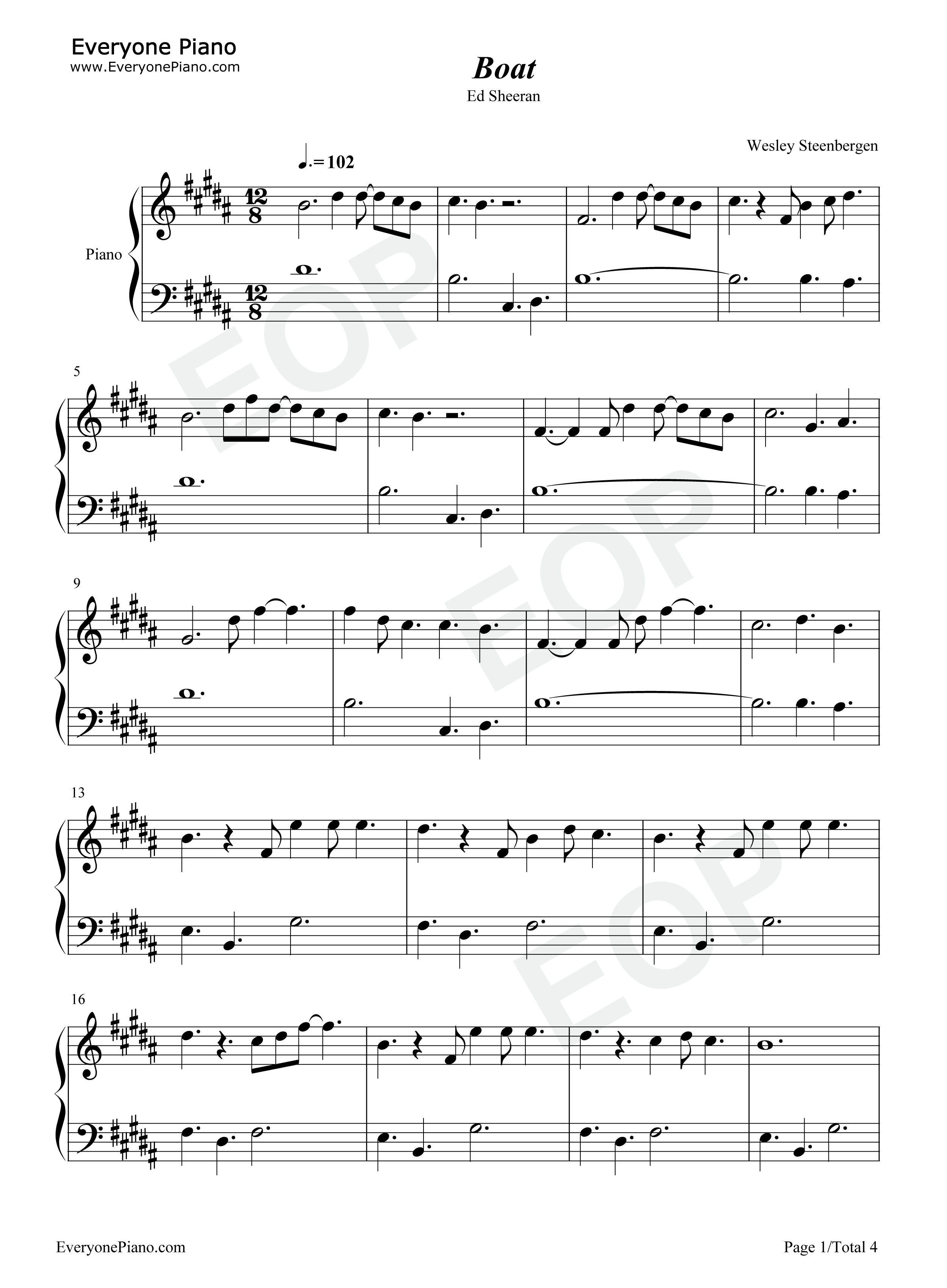 Boat钢琴谱_Ed_Sheeran