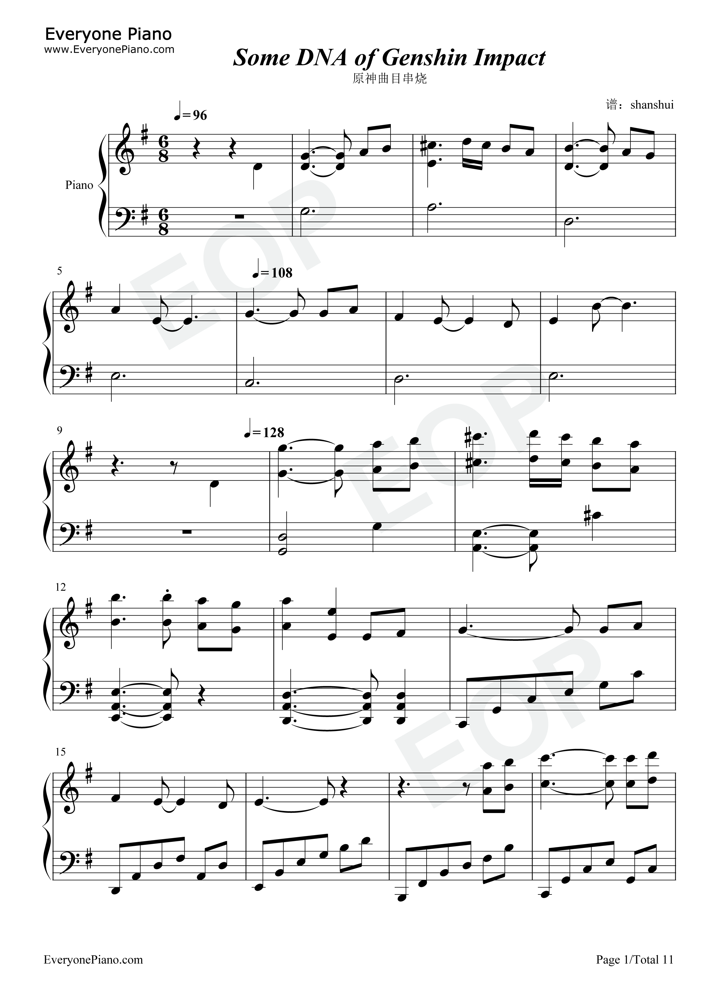 原神曲目串烧钢琴谱_陈致逸_HOYO_MiX