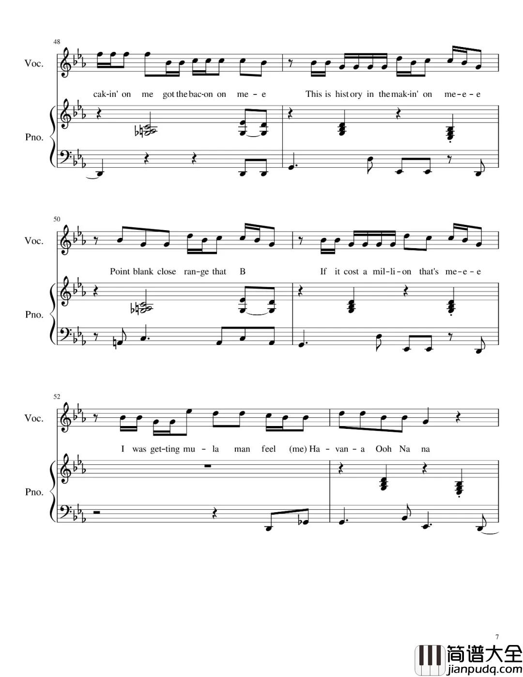 Havana钢琴谱_贾斯丁比伯推荐歌曲,卡妹感动到哭差点崩溃