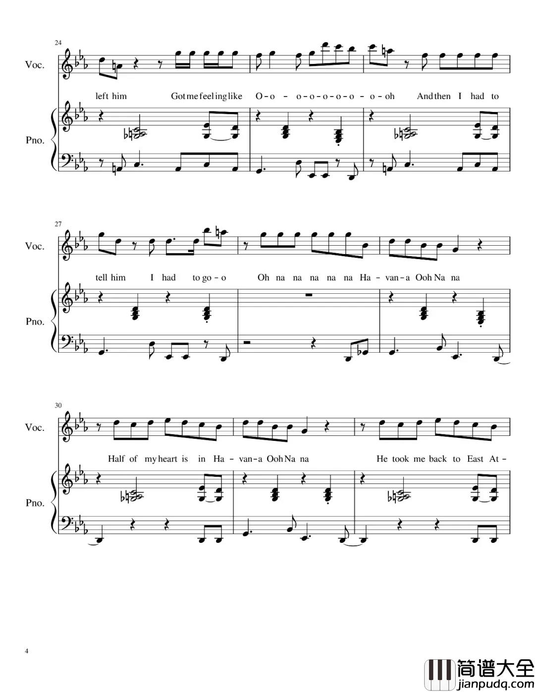Havana钢琴谱_贾斯丁比伯推荐歌曲,卡妹感动到哭差点崩溃