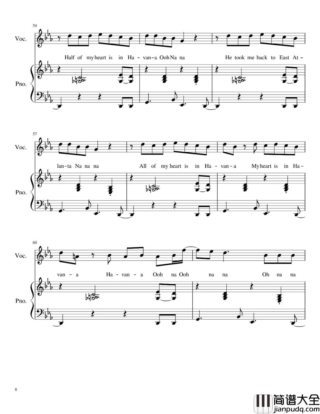 Havana钢琴谱_贾斯丁比伯推荐歌曲,卡妹感动到哭差点崩溃