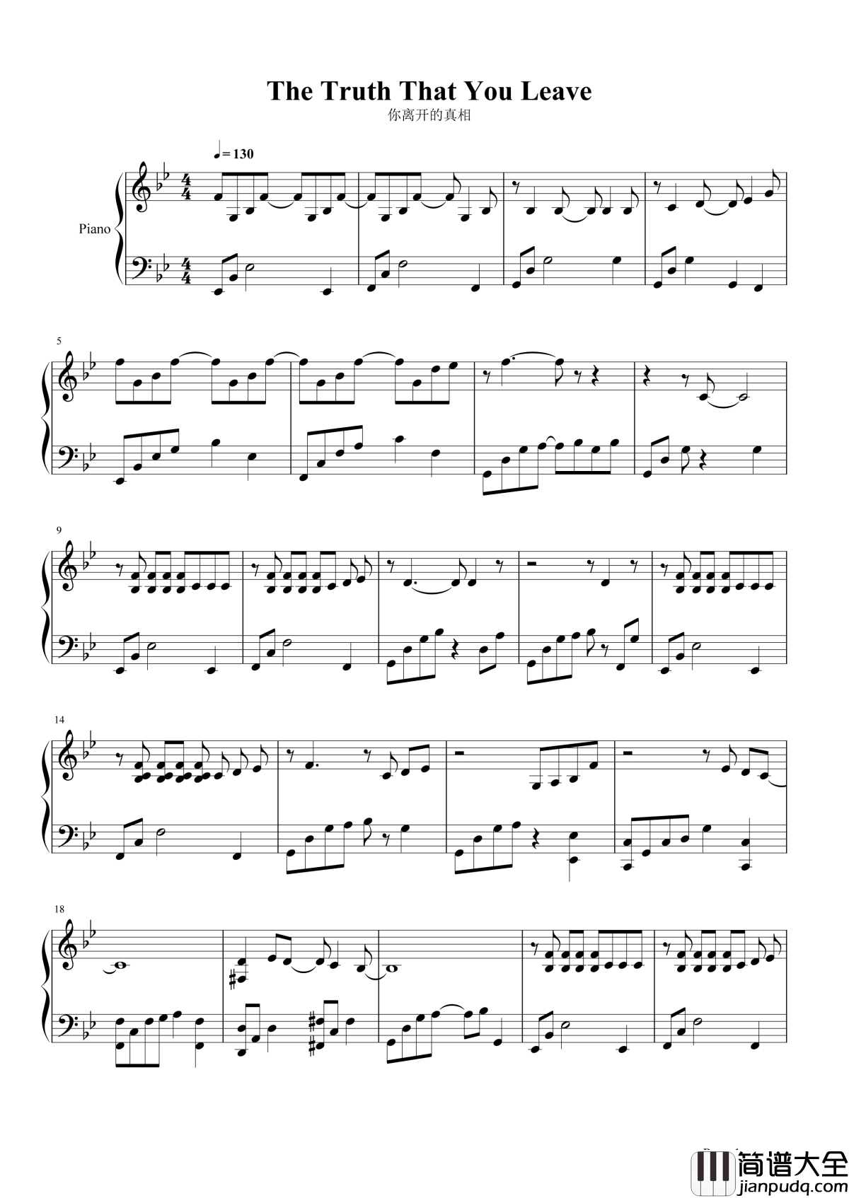 The_truth_that_you_leave钢琴谱_这首钢琴曲,曾有无数人为它填词
