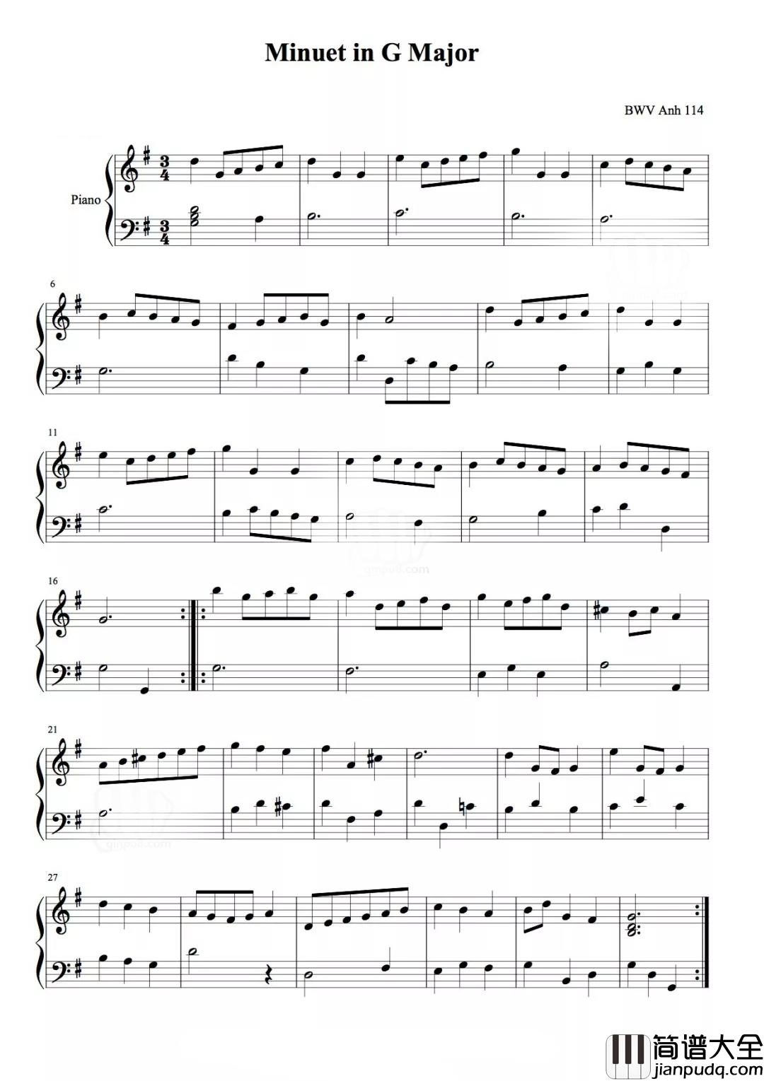 巴赫G大调小步舞曲钢琴谱_这首爱的协奏曲,究竟是否巴赫所作