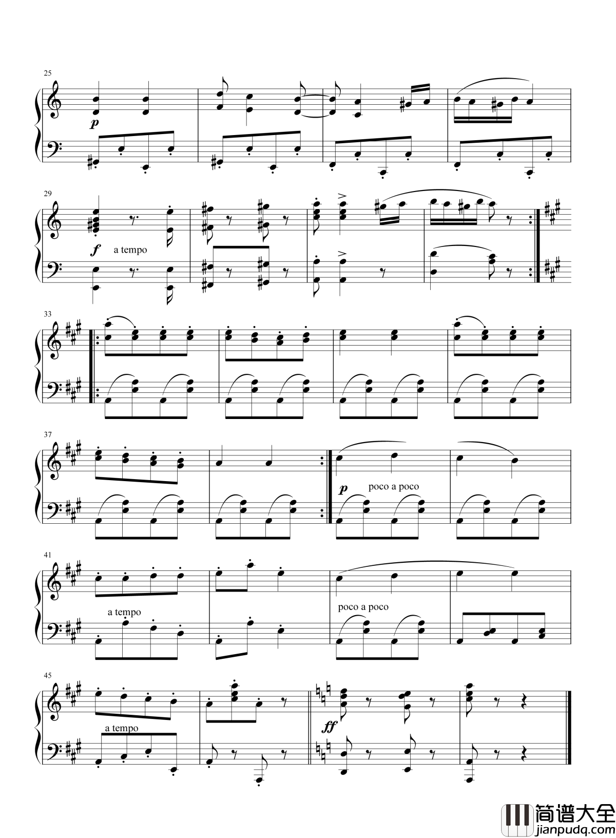 _匈牙利舞曲第五号|钢琴谱_矮油~好想有个人陪我一起四手联弹