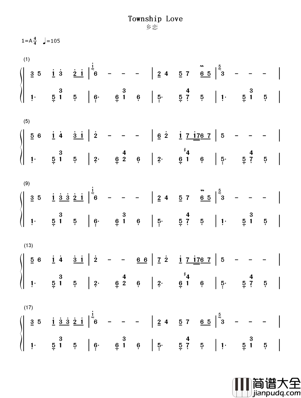 乡恋简谱__李谷一__中国第一首流行歌曲,开启流行先河。