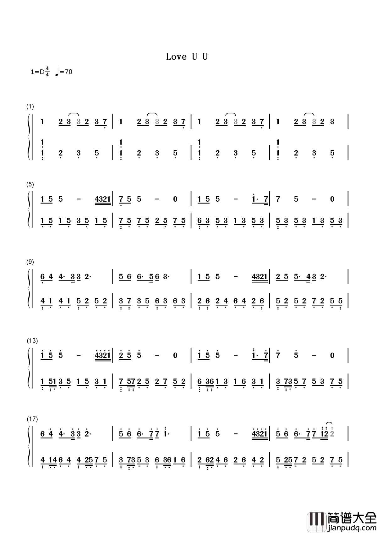 Love_U_U简谱__林俊杰__夏日乐悠悠主题曲,为了你的心,我会打捞整片海洋