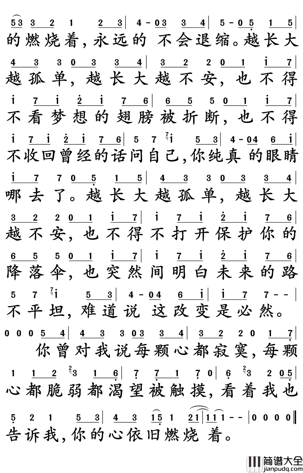 越长大越孤单简谱_牛奶咖啡_转身望去,我们已然长大
