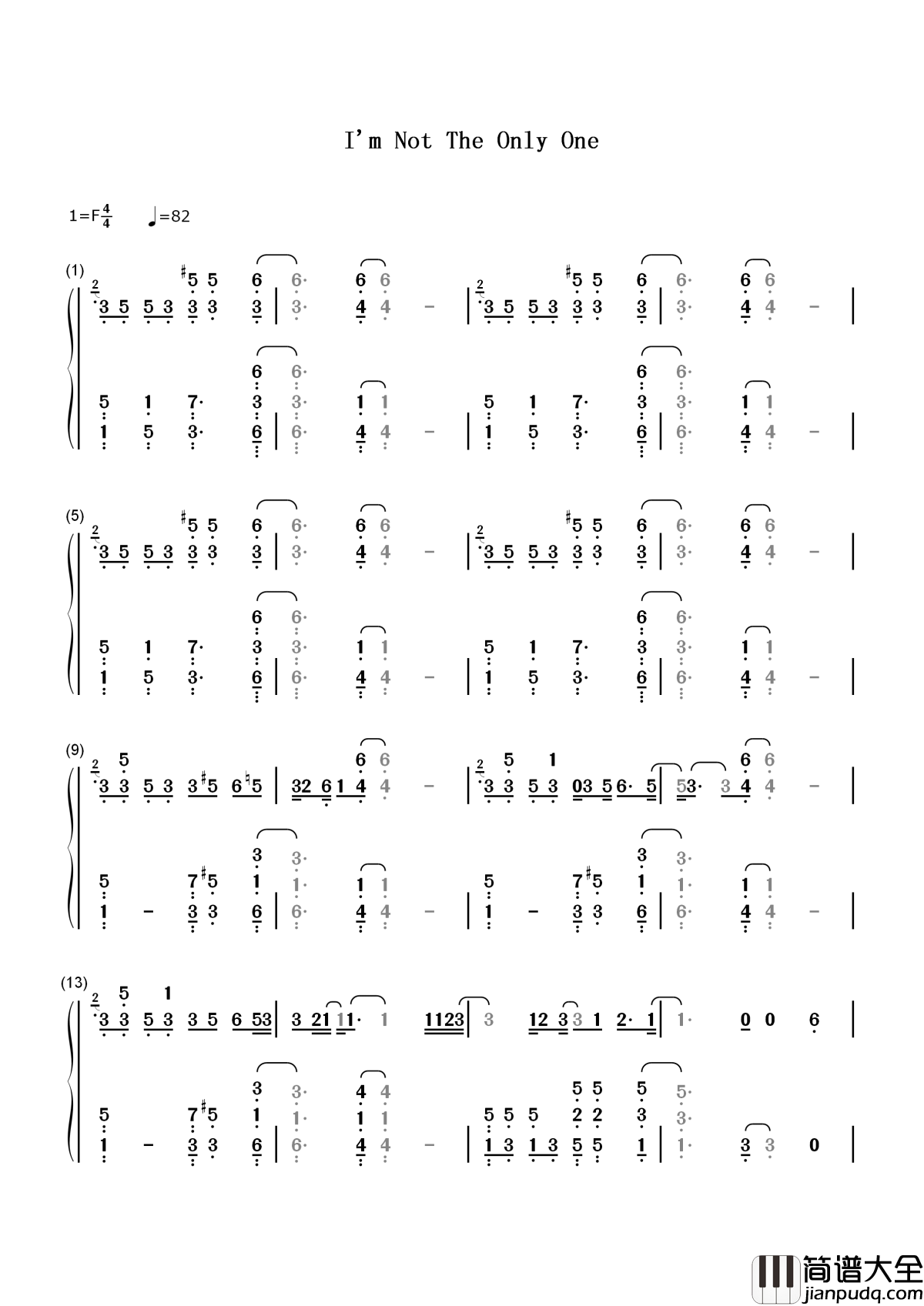 I'm_Not_the_Only_One简谱__Sam_Smith__歌坛新星骚姆,我知道我不是你的唯一