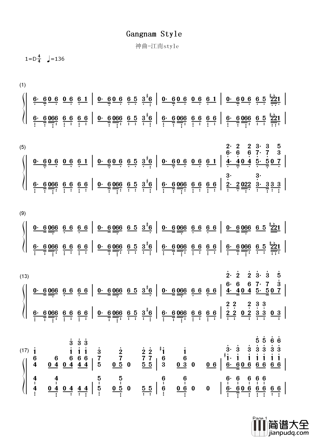 江南style简谱__PSY_(朴载相)__火遍世界的神曲,现在还会跳江南style吗