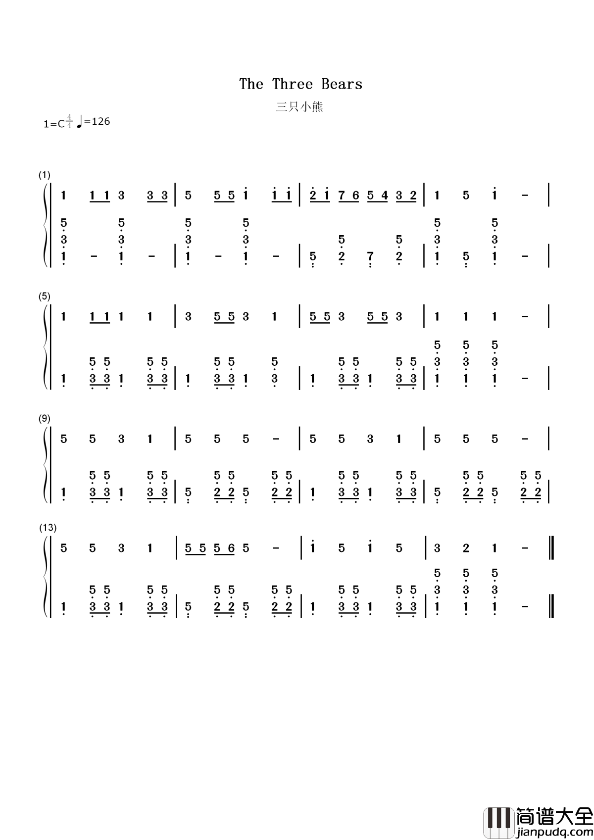 三只小熊简谱__키즈클럽__浪漫满屋插曲,乔妹带火的韩国儿童歌谣