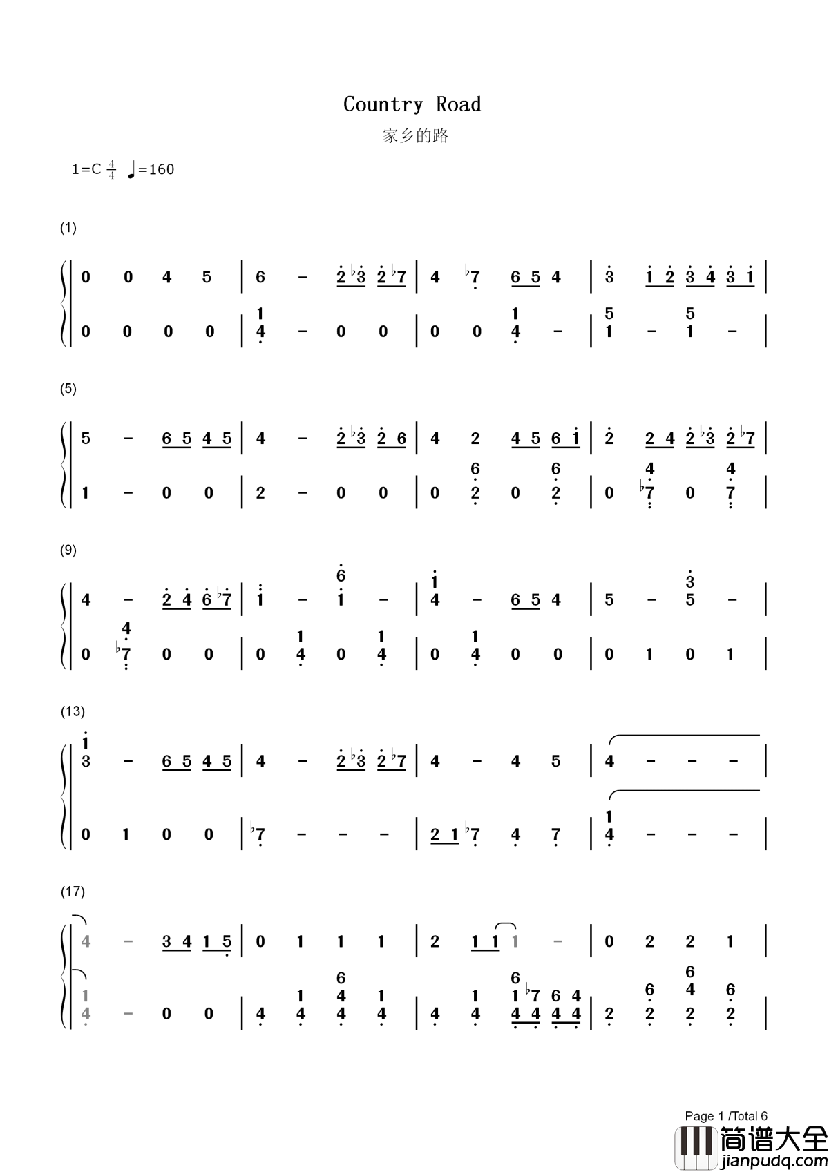 家乡的路简谱__野见祐二__侧耳倾听主题曲,我才不想变成你的包袱,我只想在背后支持你。