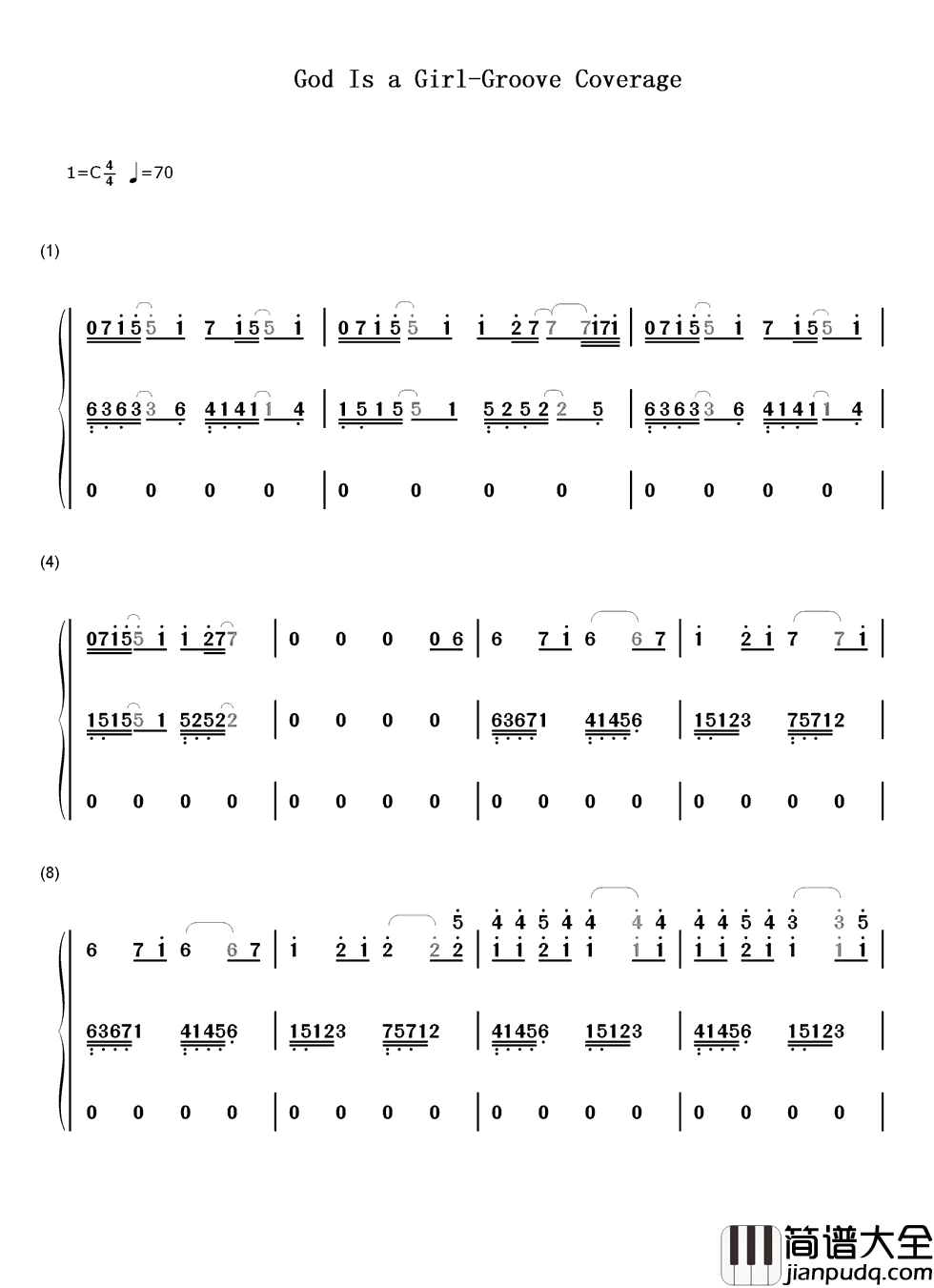 God_Is_a_Girl简谱__Groove_Coverage__很多人因为这首经典英文歌曲,才开始听英文歌