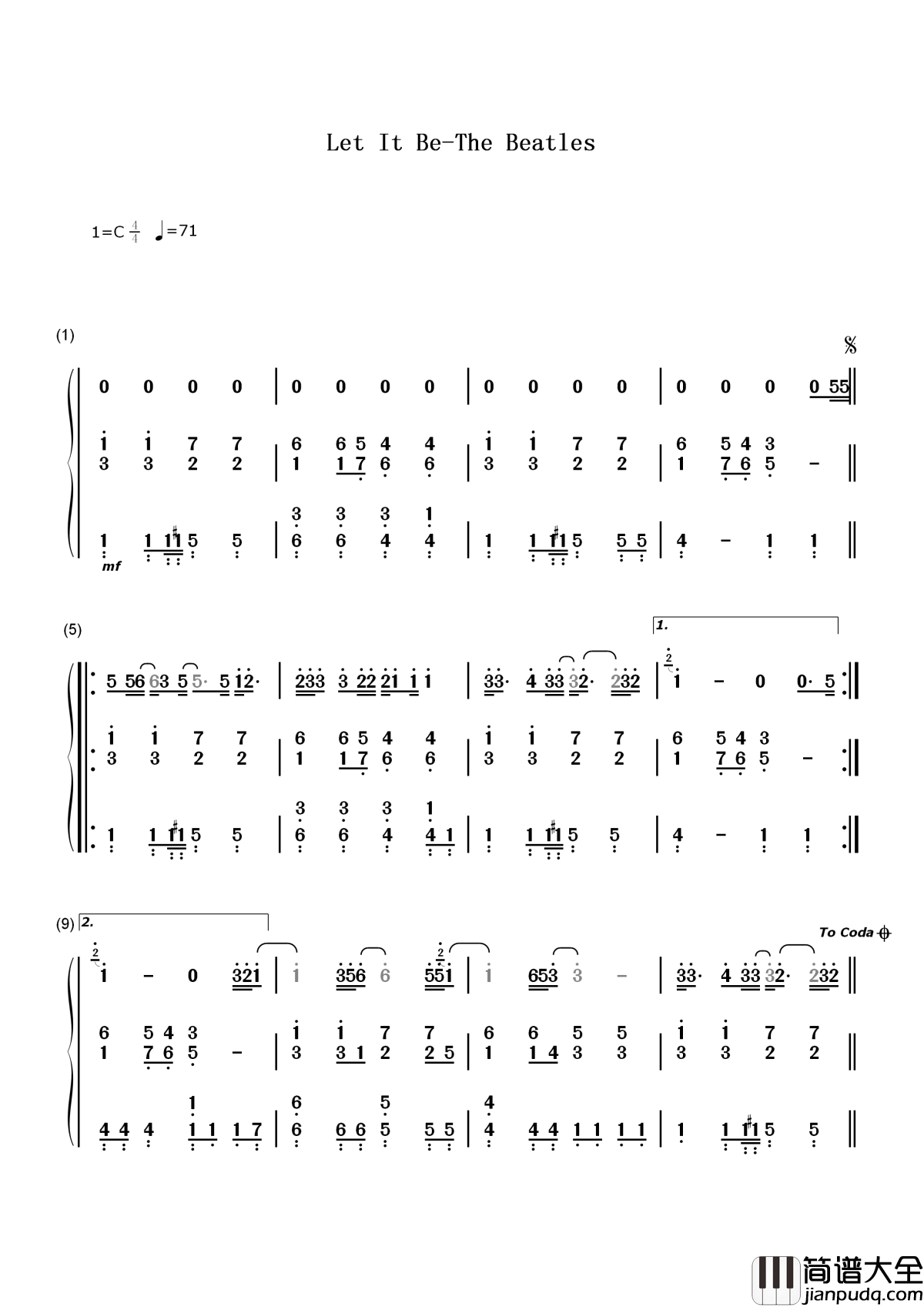 Let_It_Be简谱__Beatles___披头士之永恒经典,乐队解散之绝唱