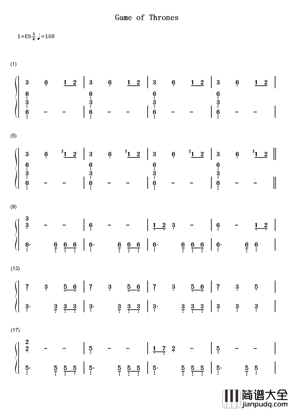 Game_Of_Thrones(权力的游戏)简谱__Ramin_Djawadi__史诗级音乐,燃到炸裂