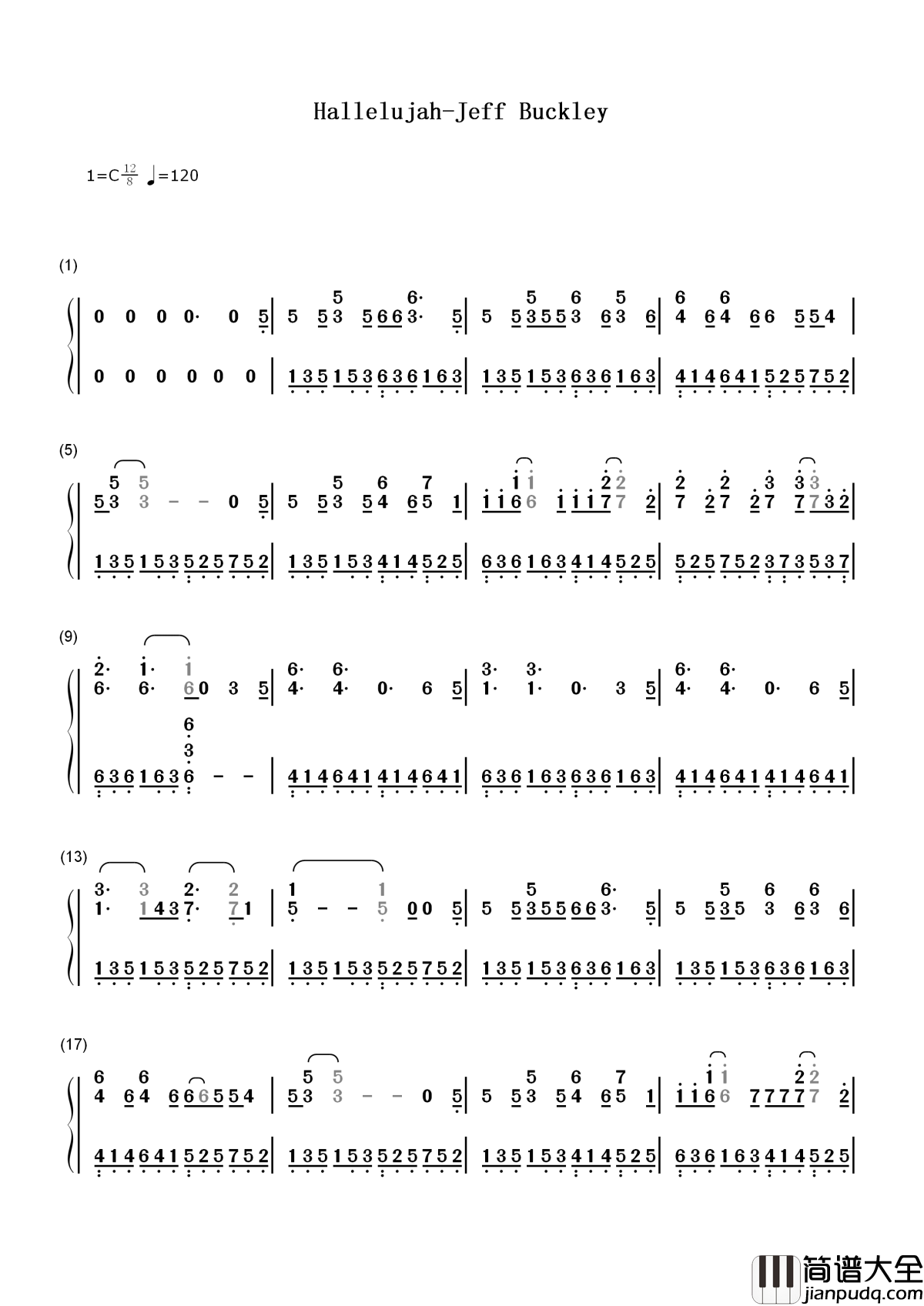 Hallelujah简谱__Leonard_Cohen__天堂里的诗与歌,致敬传奇民谣大师