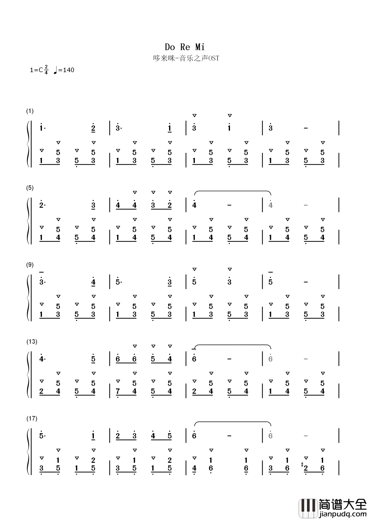 Do_Re_Mi简谱_____Maria;The_Children_____音乐之声主题曲,让歌声串起美好,_感受经典旋律