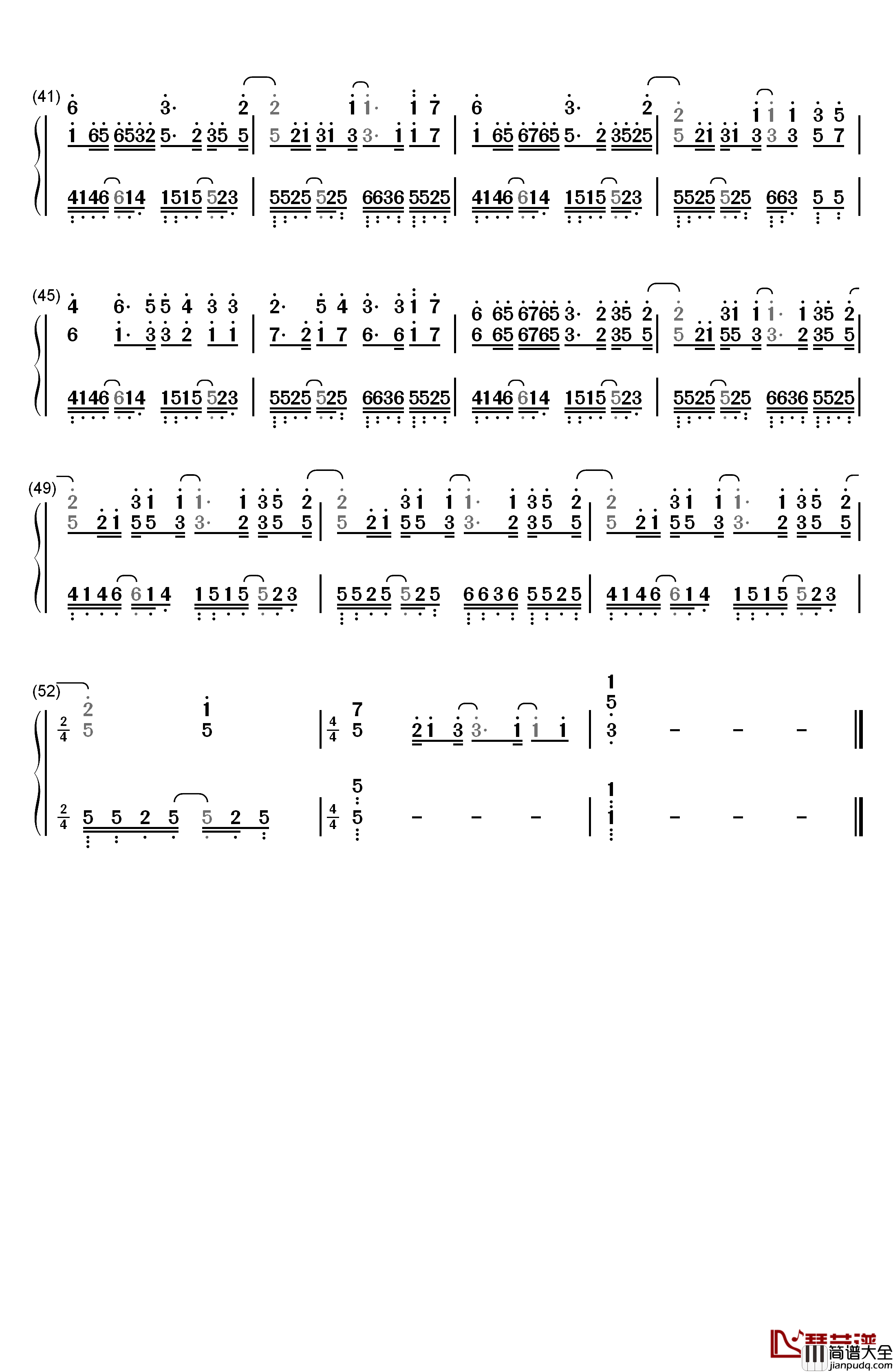 一百万个可能钢琴简谱_数字双手_Christine_Welch