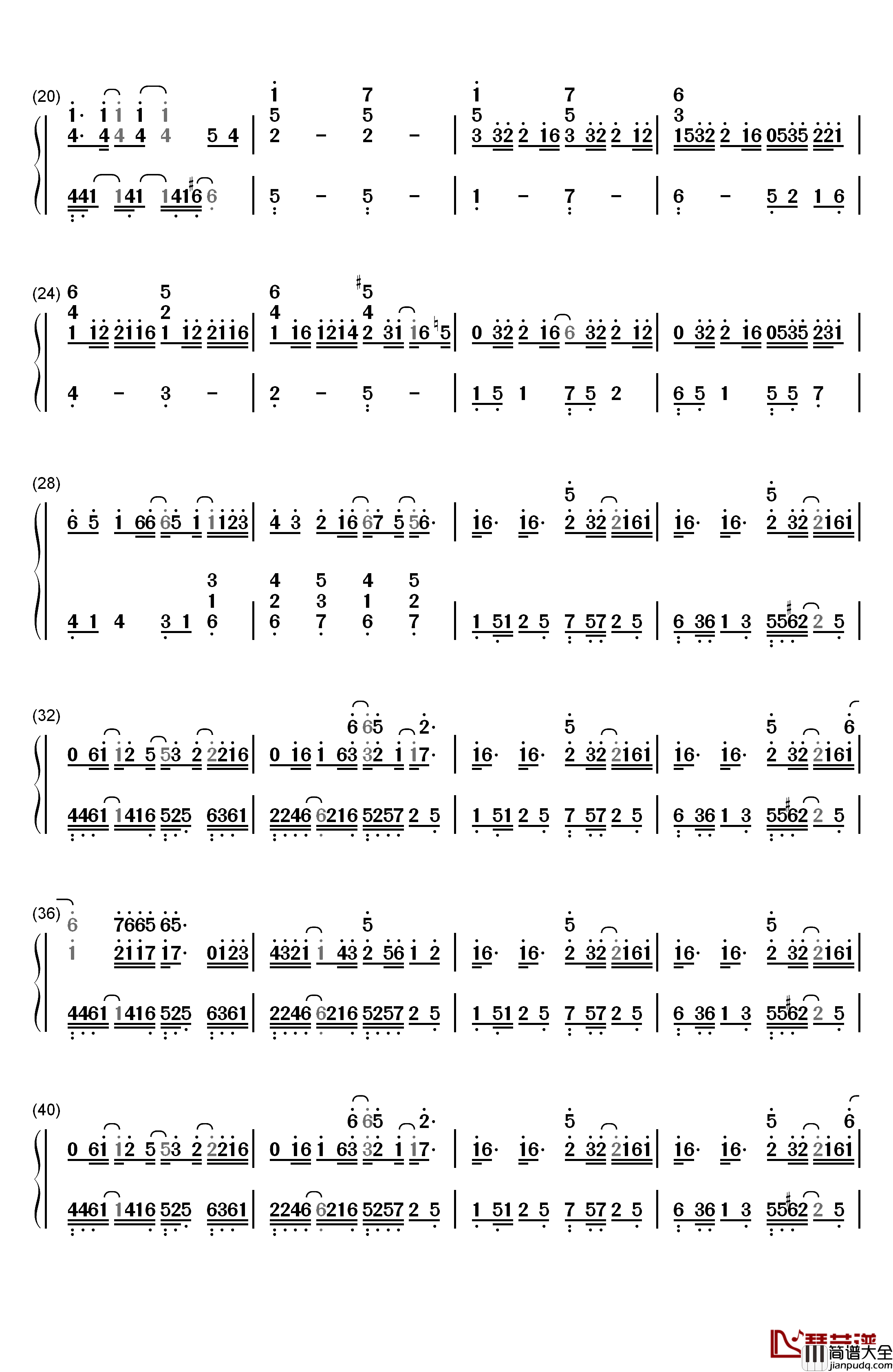我们俩钢琴简谱_数字双手_郭顶