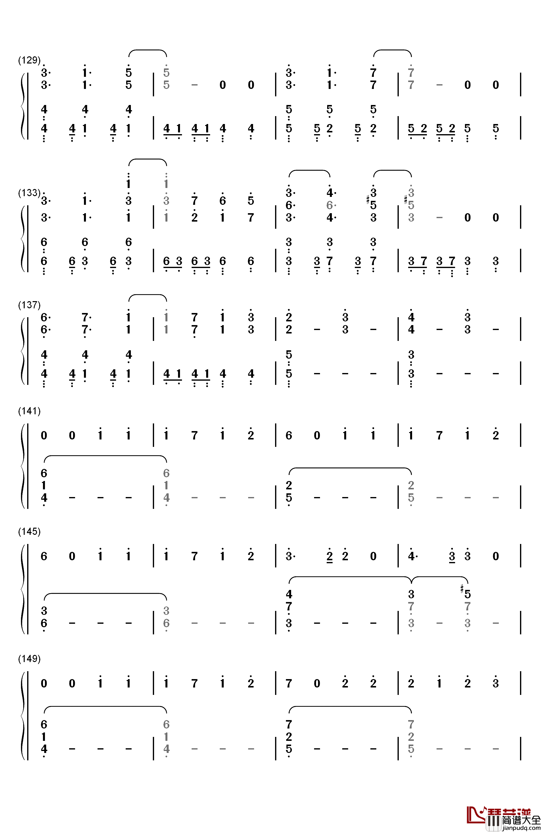 嘘つきのパレード钢琴简谱_数字双手_初音未来