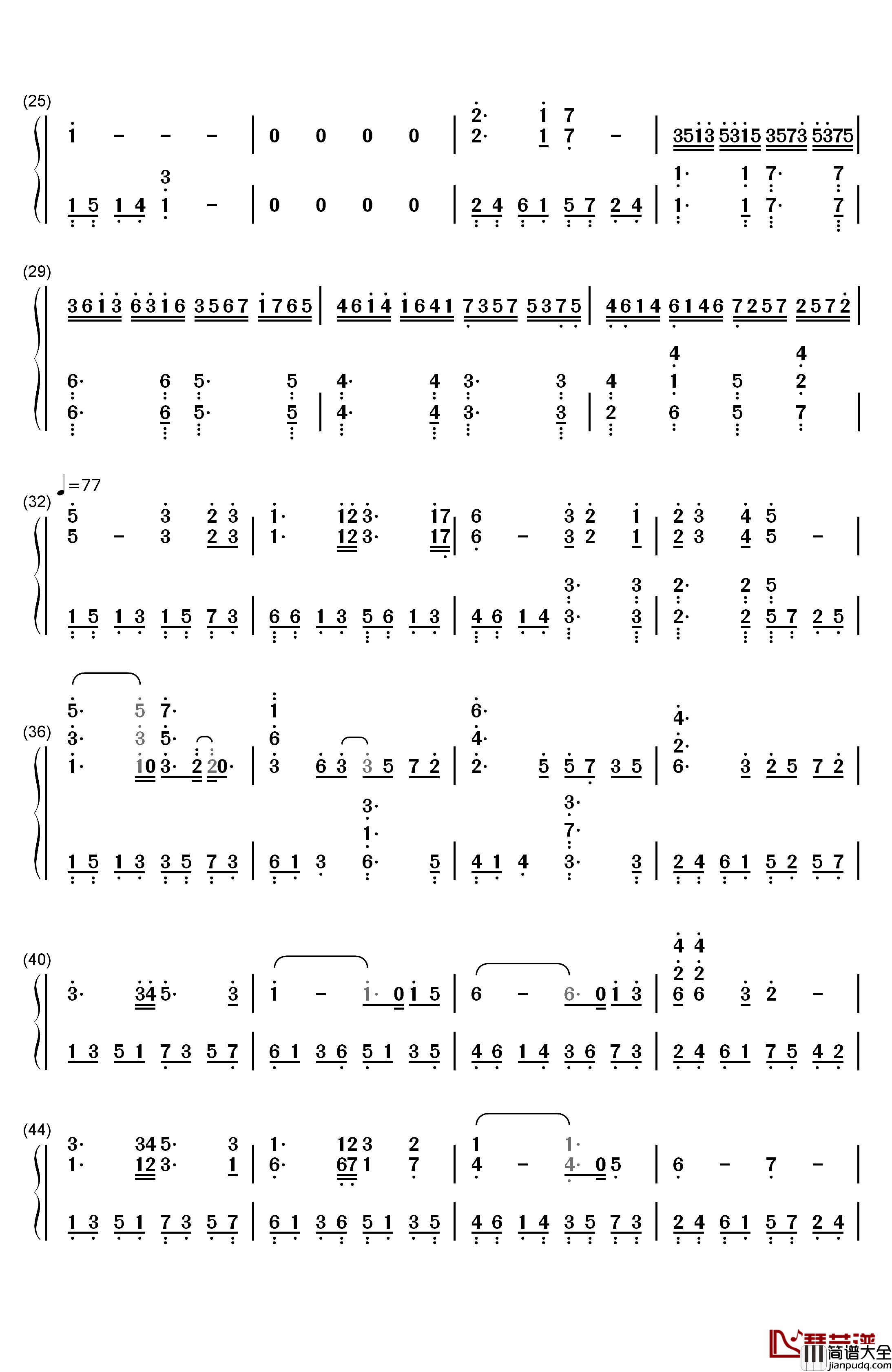 似水流年钢琴简谱_数字双手_梅艳芳