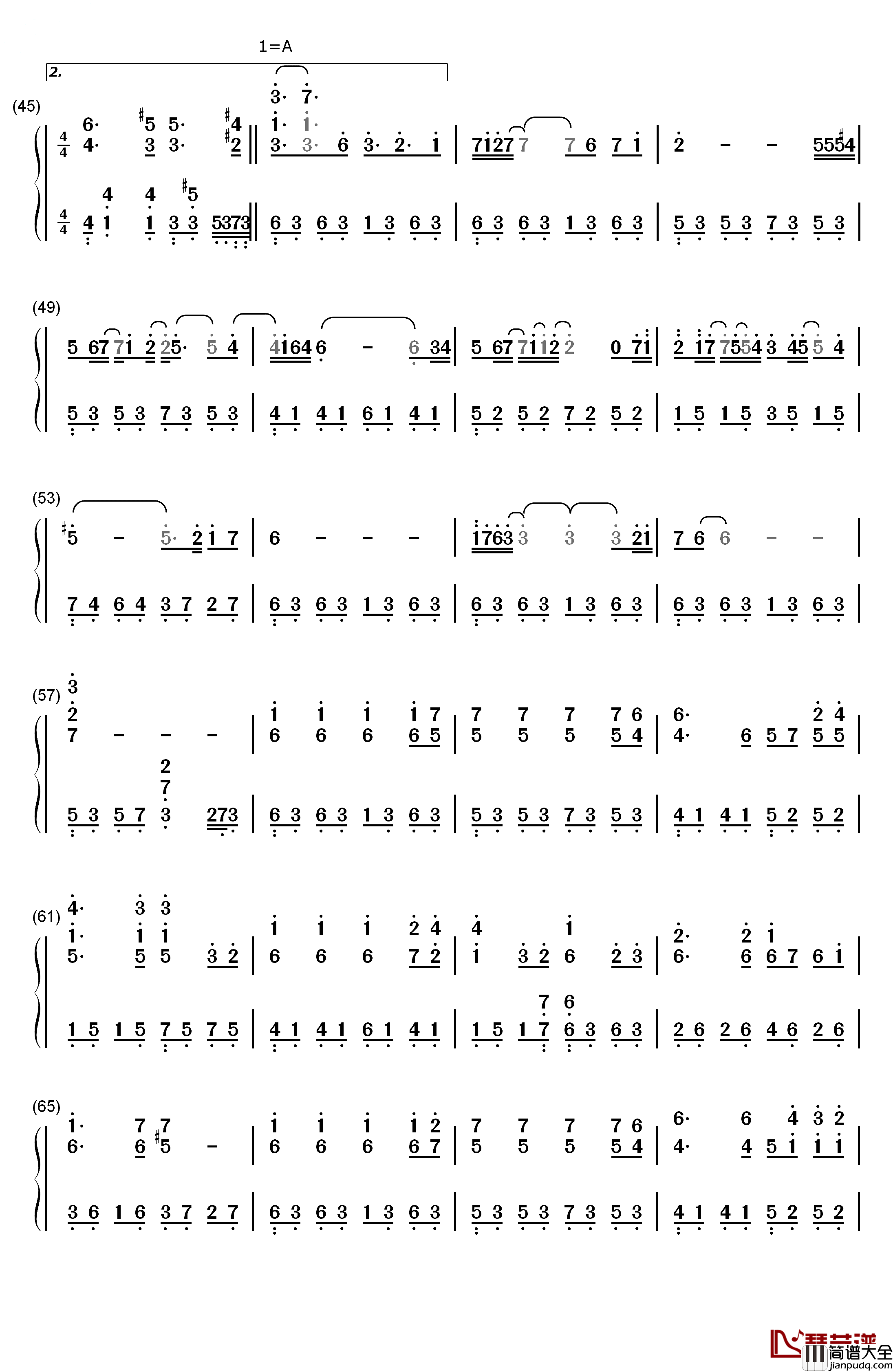 光の旋律钢琴简谱_数字双手_Kalafina