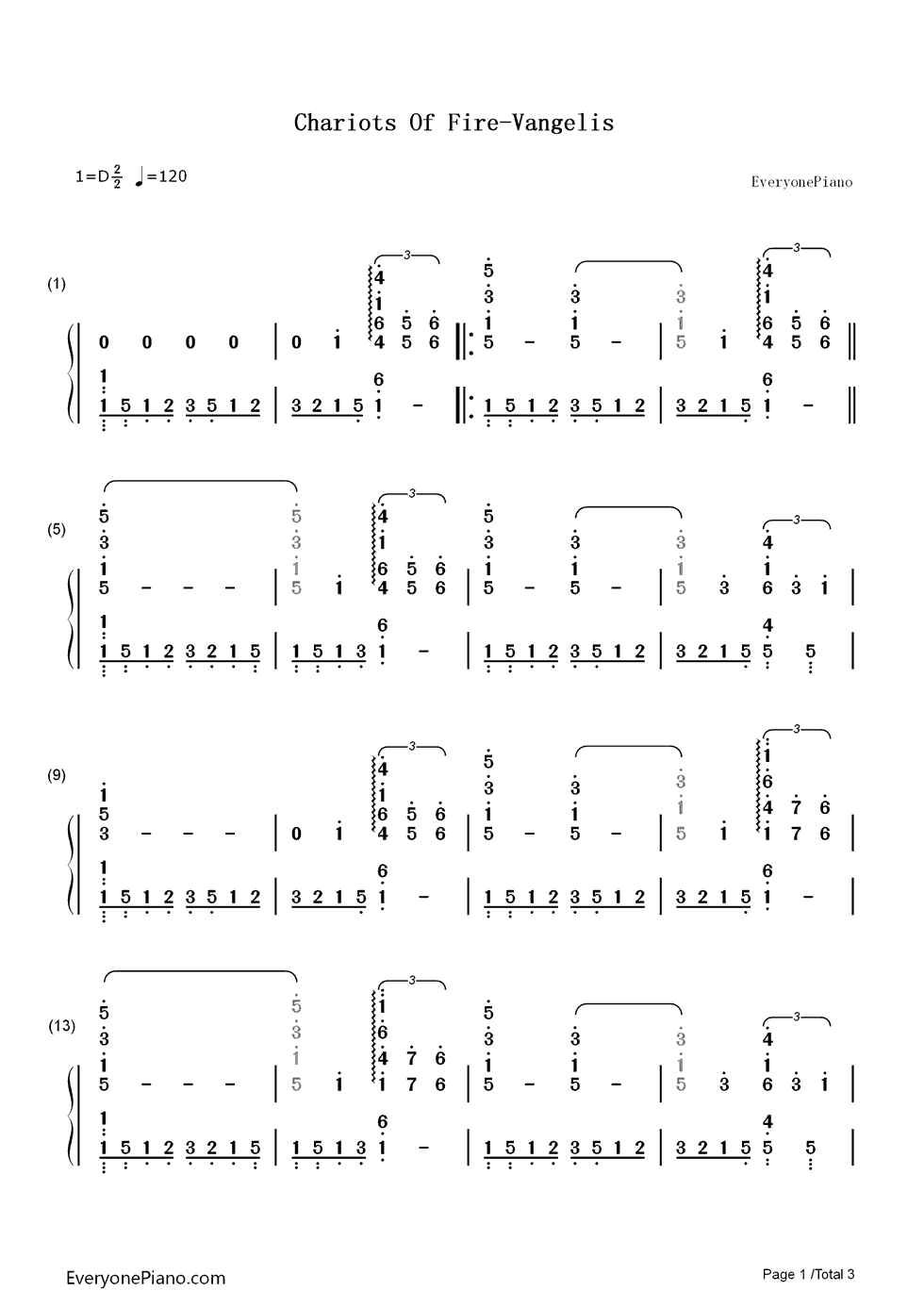 Chariots_of_Fire钢琴简谱_数字双手_Vangelis