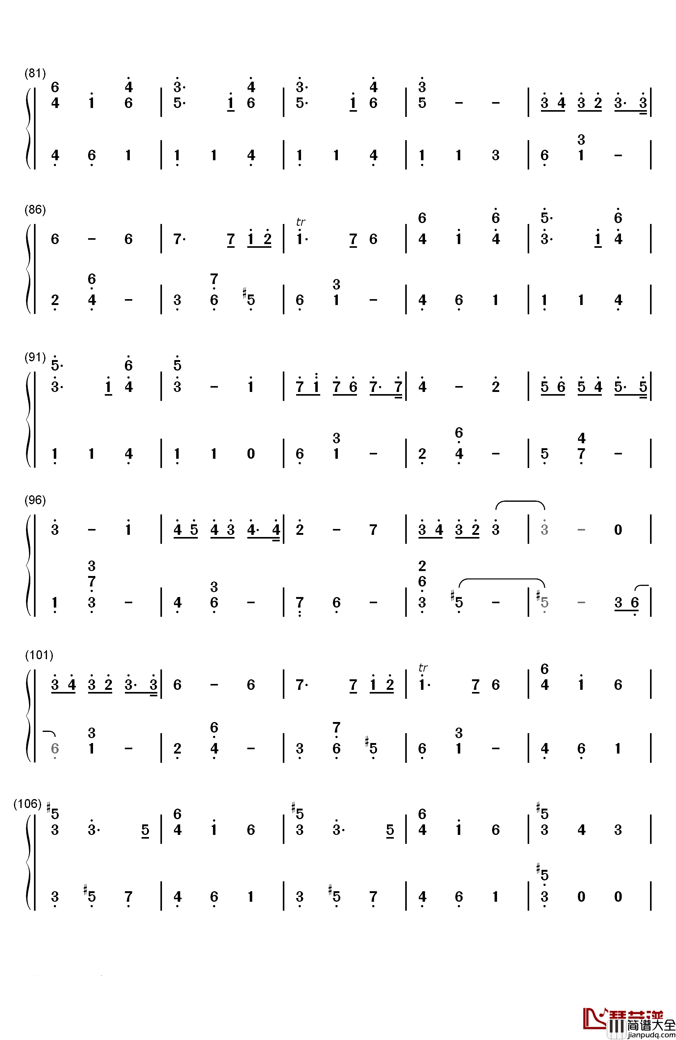 人间失格钢琴简谱_数字双手_中岛信行