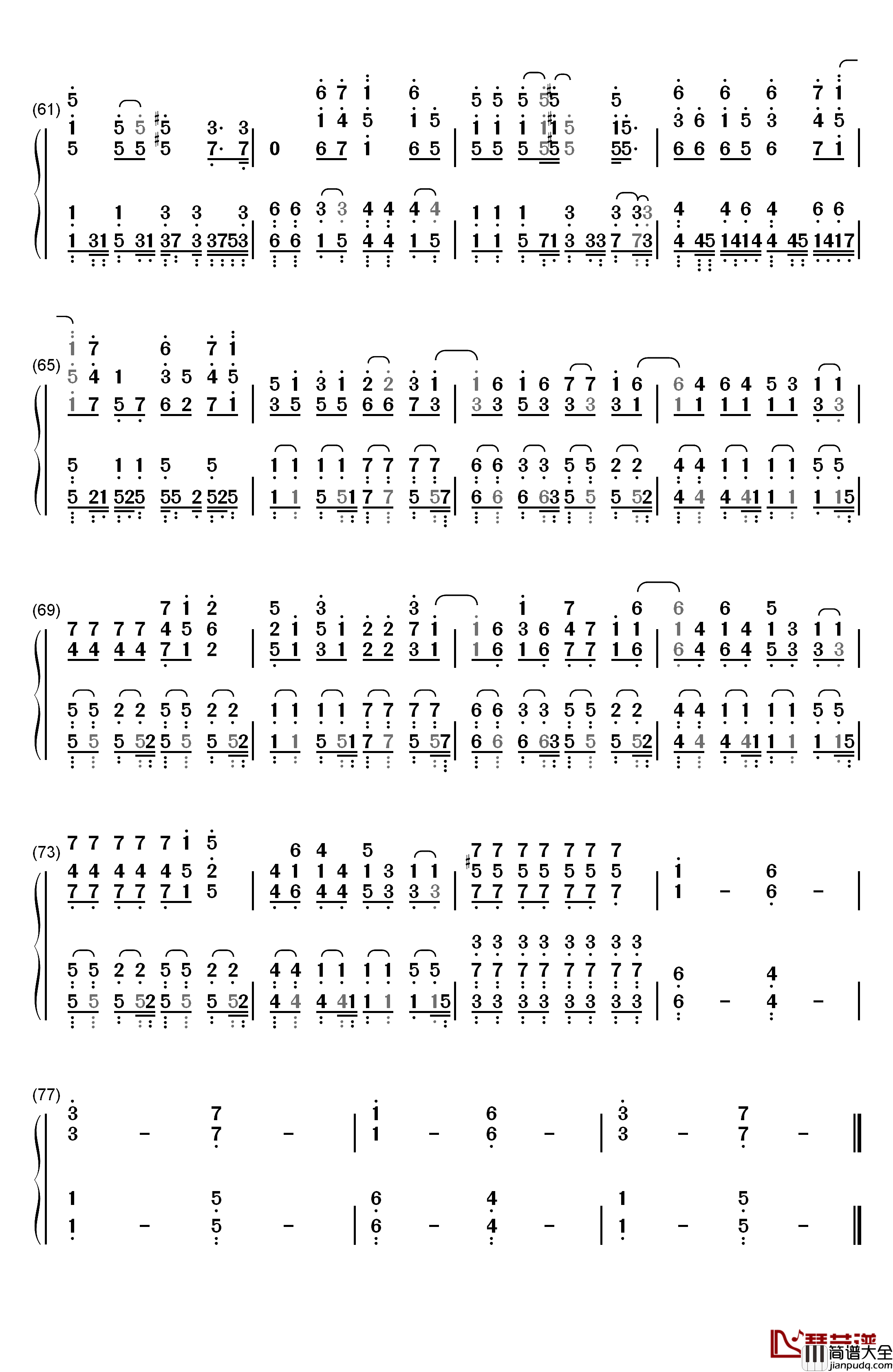 21_Guns钢琴简谱_数字双手_Green_Day__绿日乐队