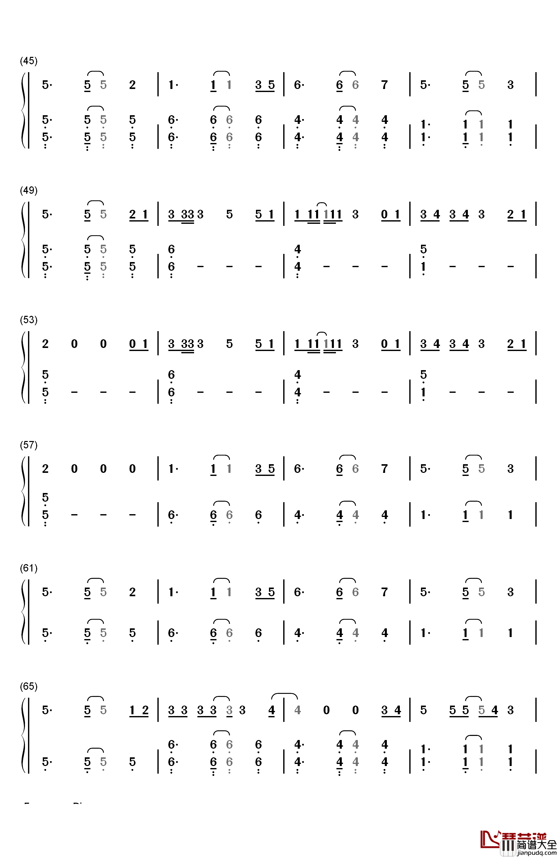 Stay With Me钢琴简谱_数字双手_朴灿烈_Punch