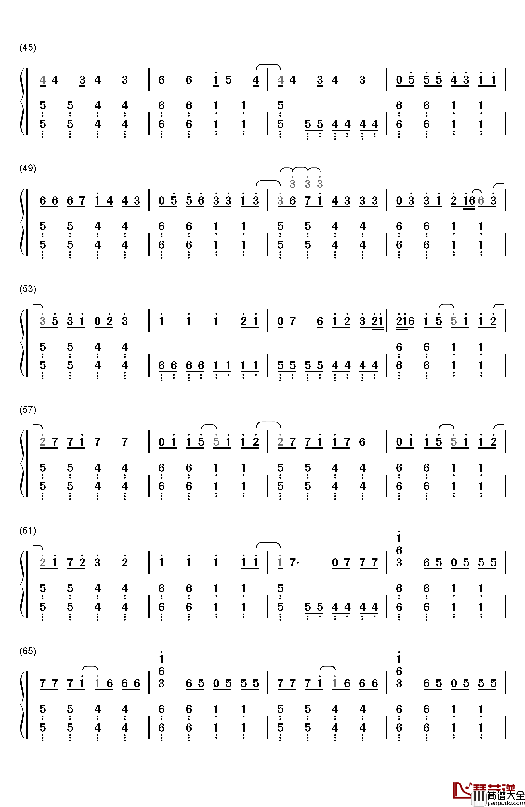 Disturbia钢琴简谱_数字双手_Rihanna