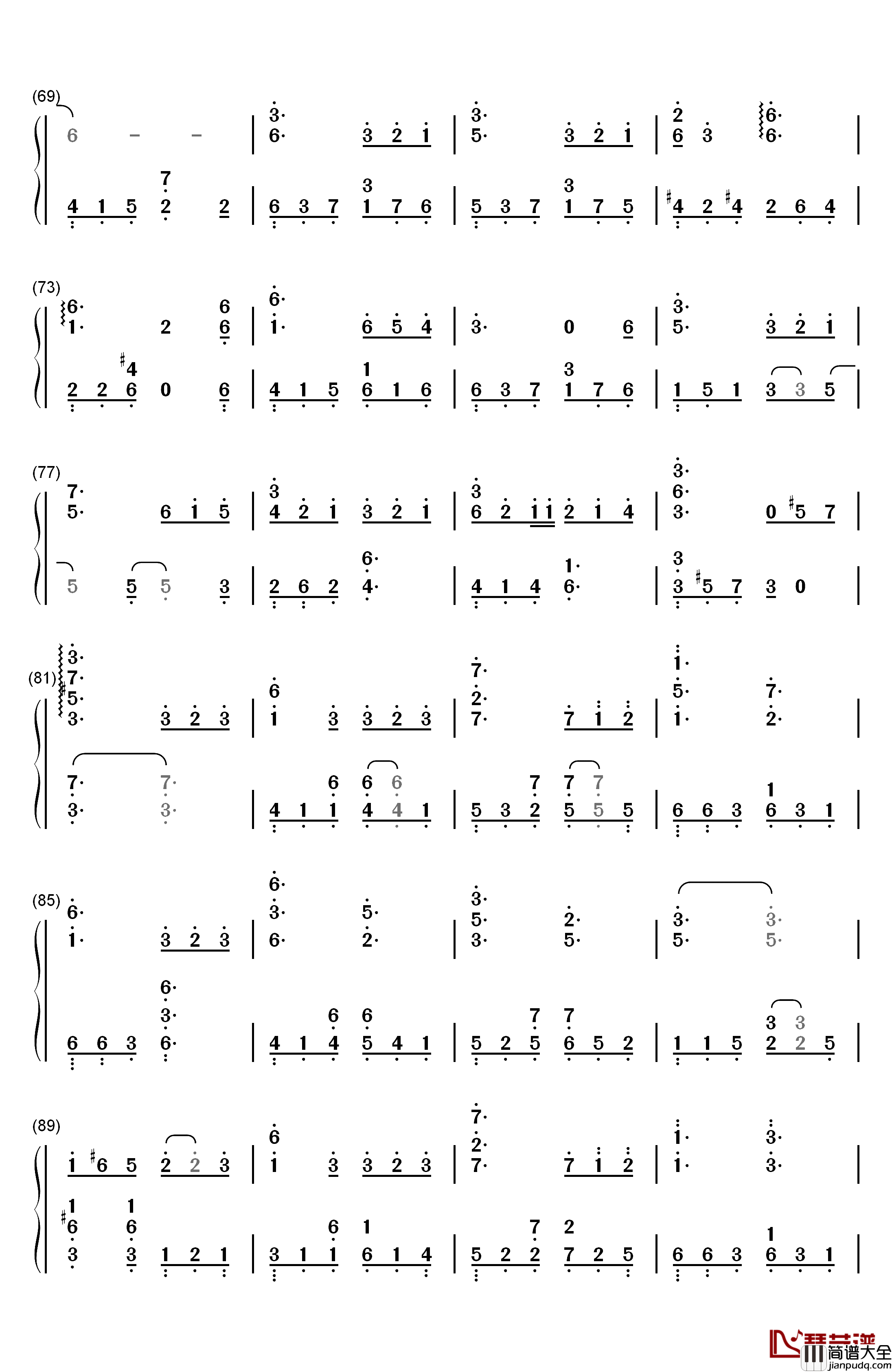 缘起钢琴简谱_数字双手_周深