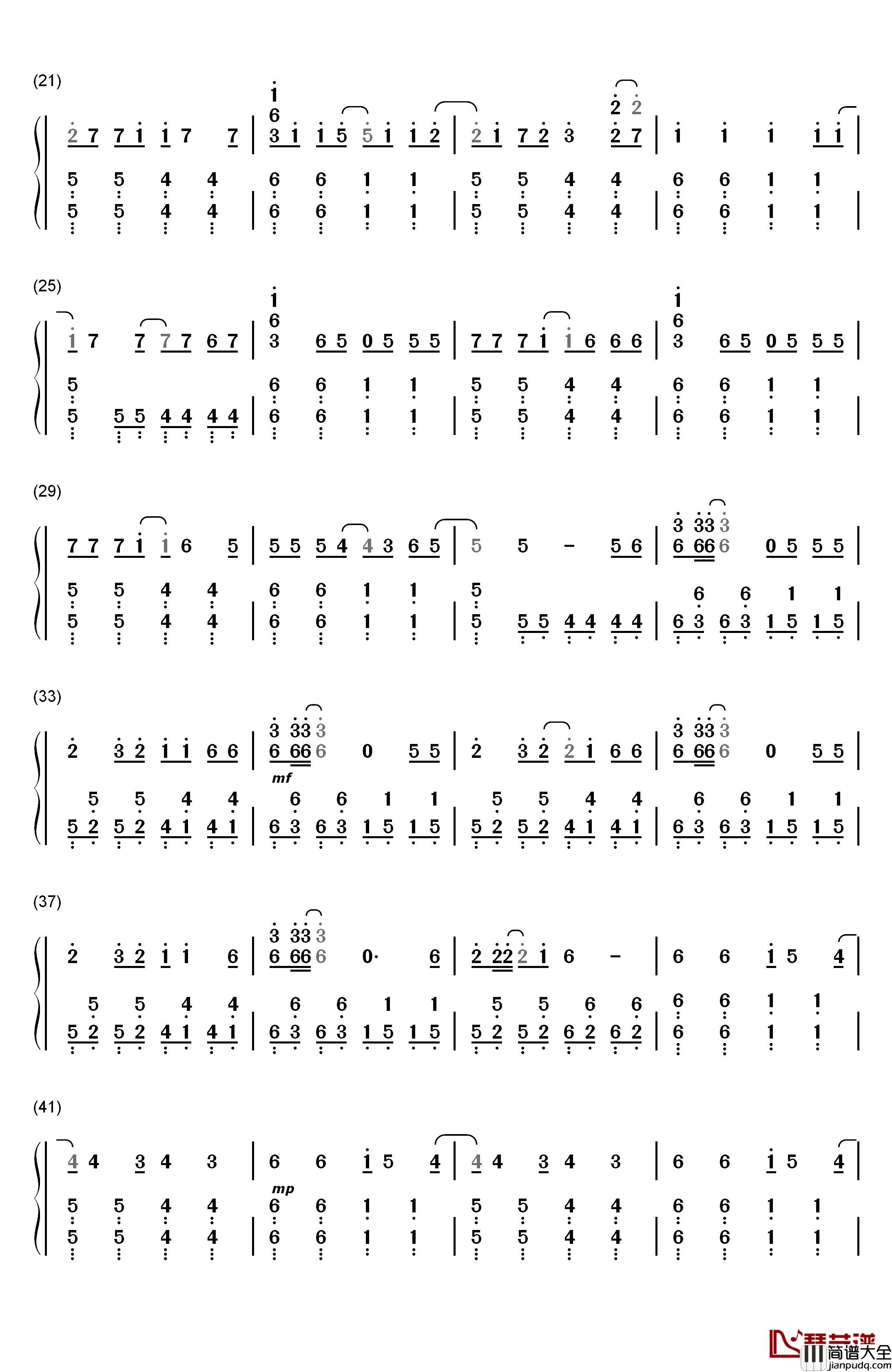 Disturbia钢琴简谱_数字双手_Rihanna