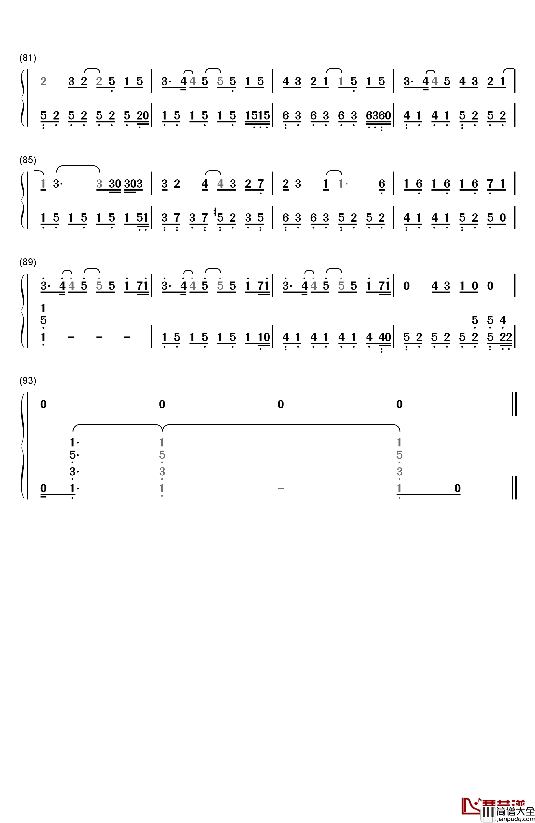热带雨林钢琴简谱_数字双手_S.H.E