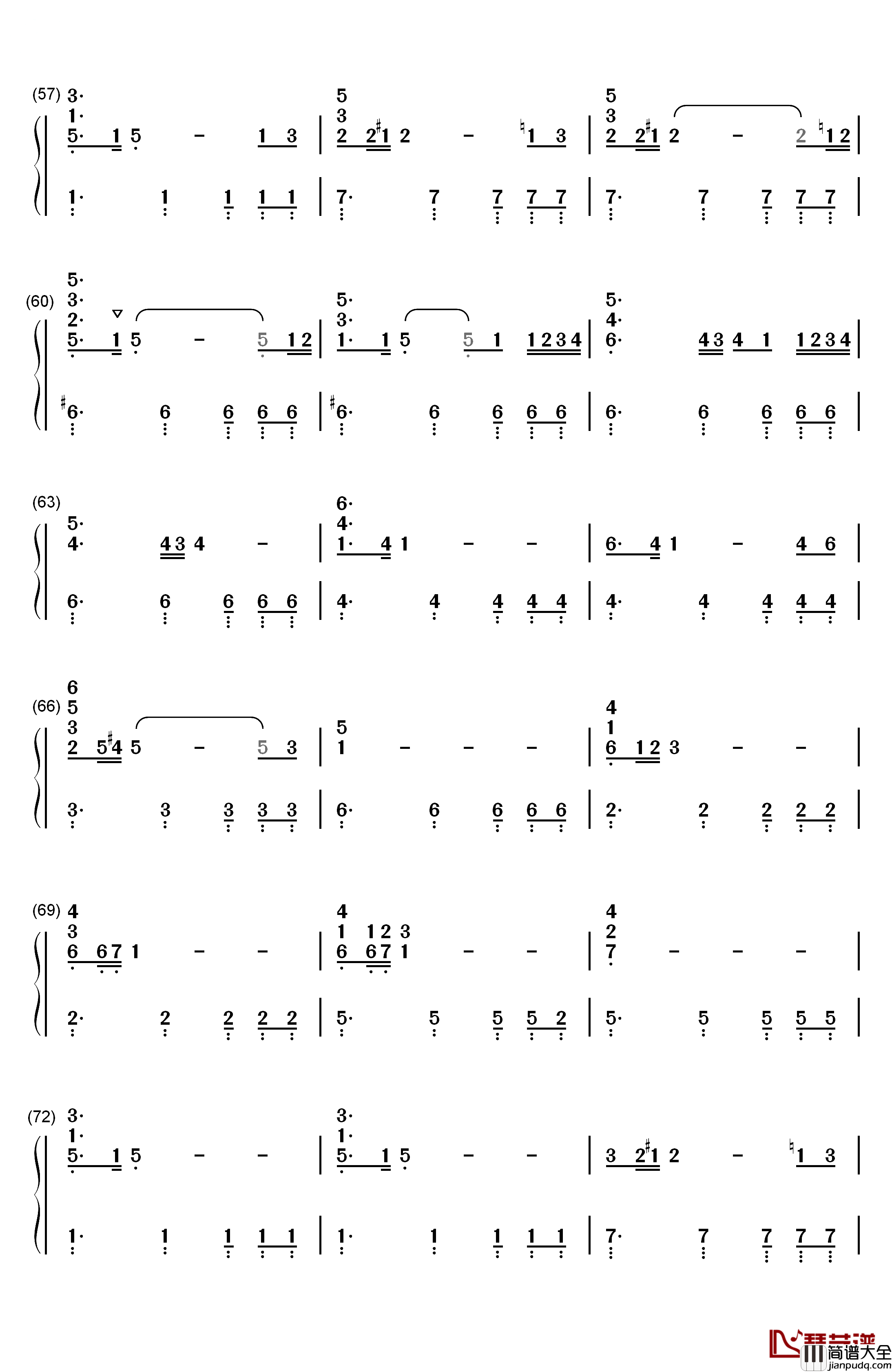 Ocean钢琴简谱_数字双手_永田権太
