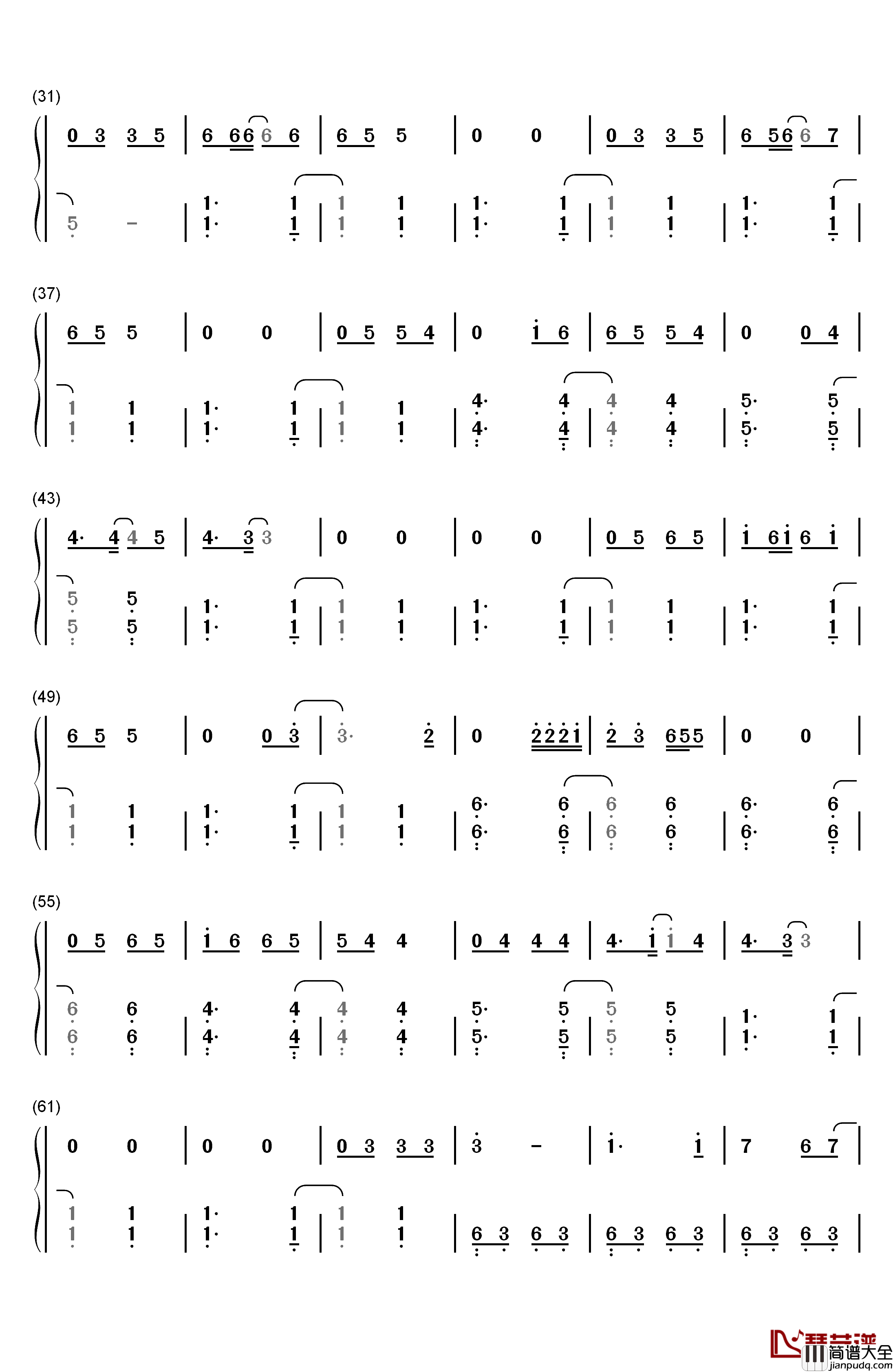 Bedtime_Story钢琴简谱_数字双手_西野加奈