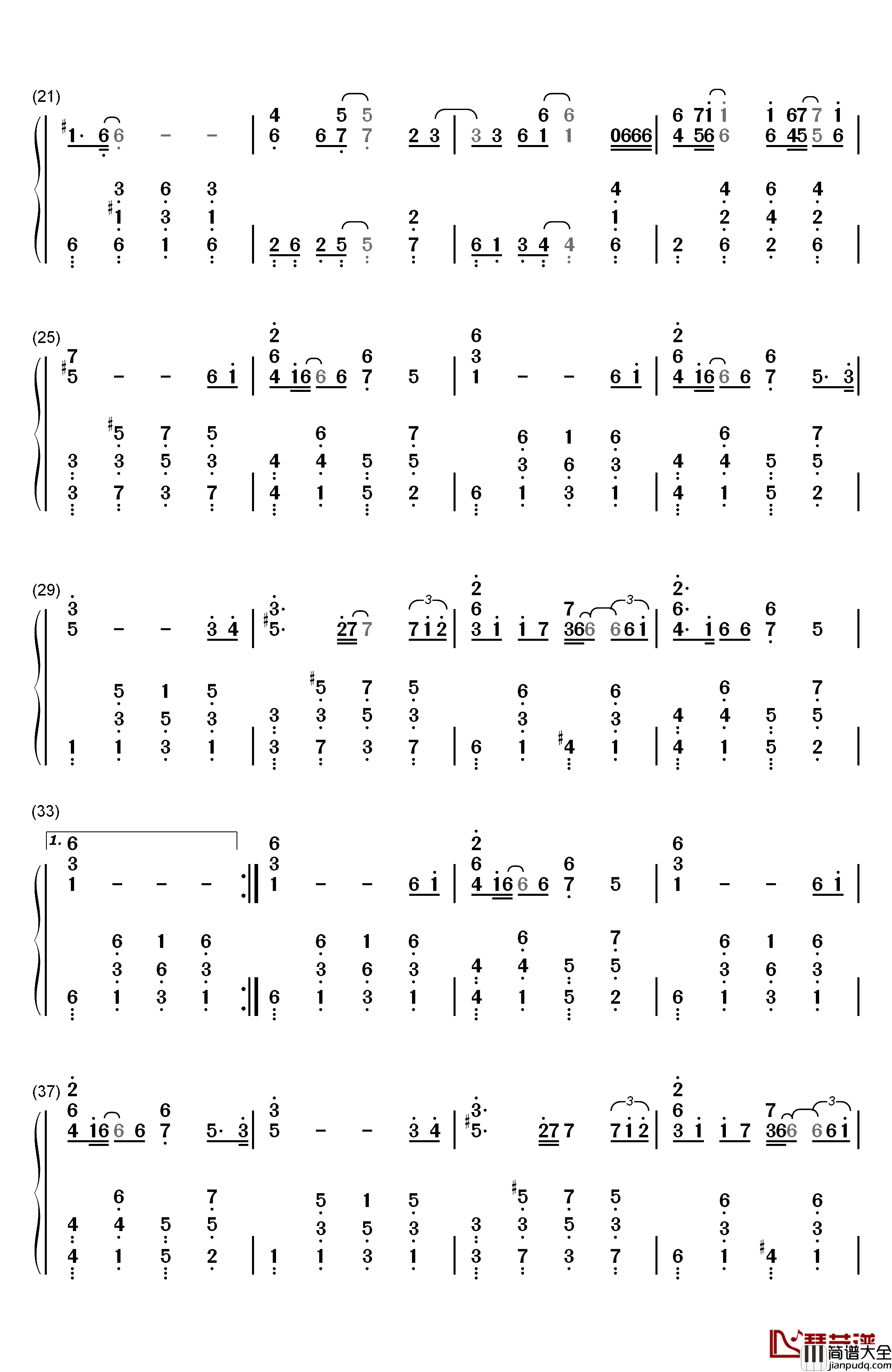 离歌钢琴简谱_数字双手_信乐团