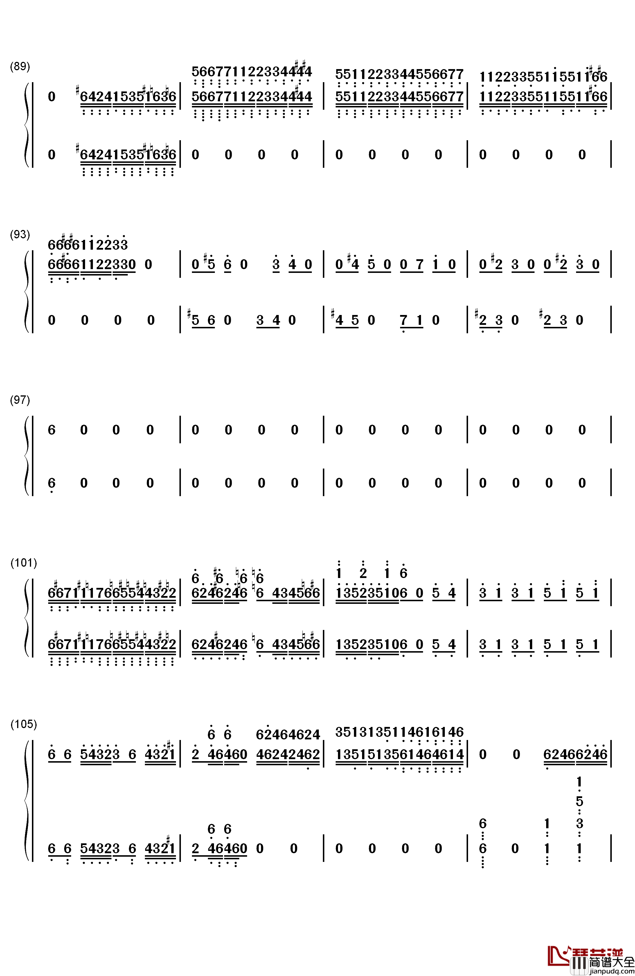 吉普赛女郎钢琴简谱_数字双手_马克西姆