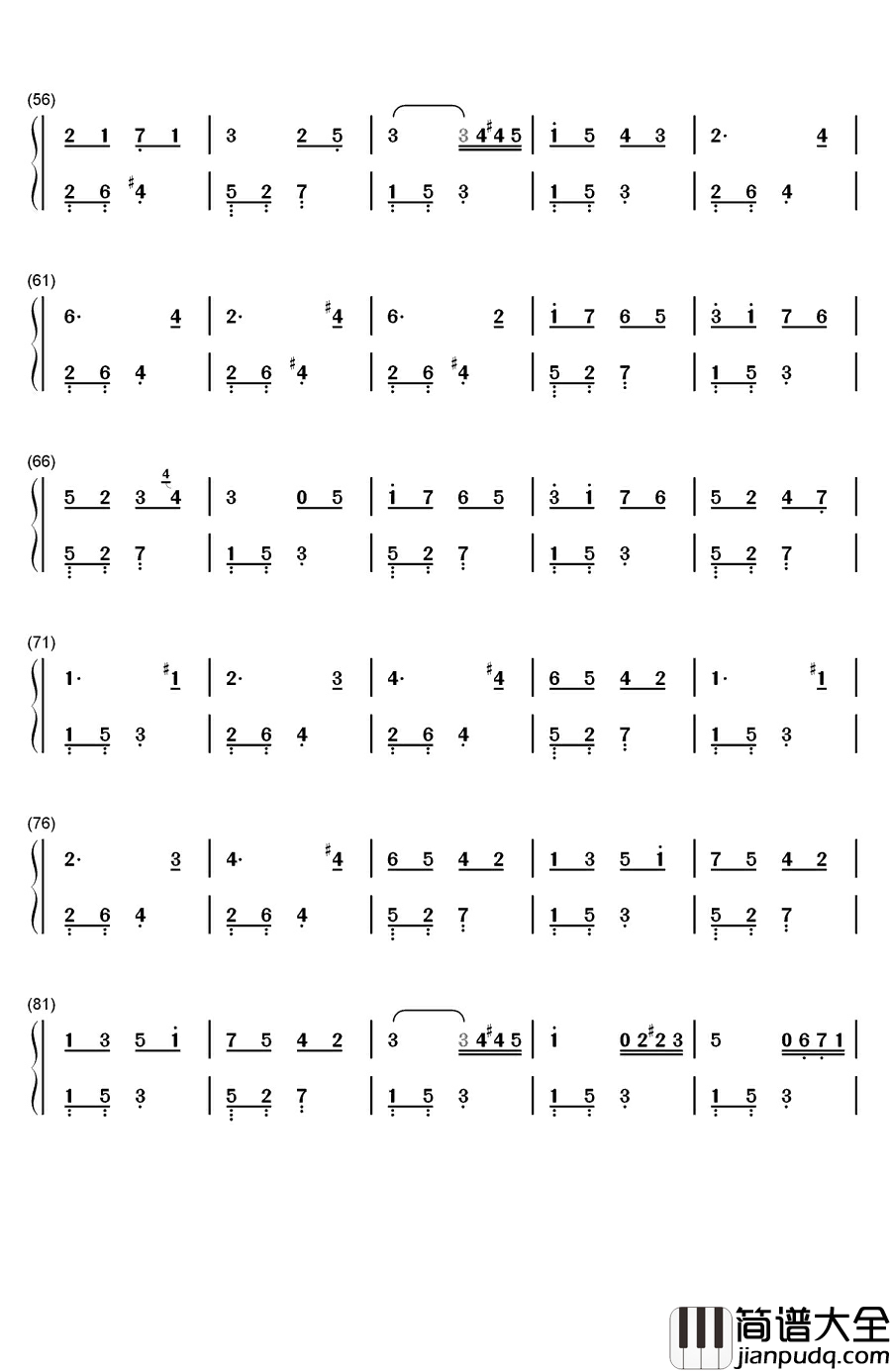 春之歌钢琴简谱_数字双手_门德尔松