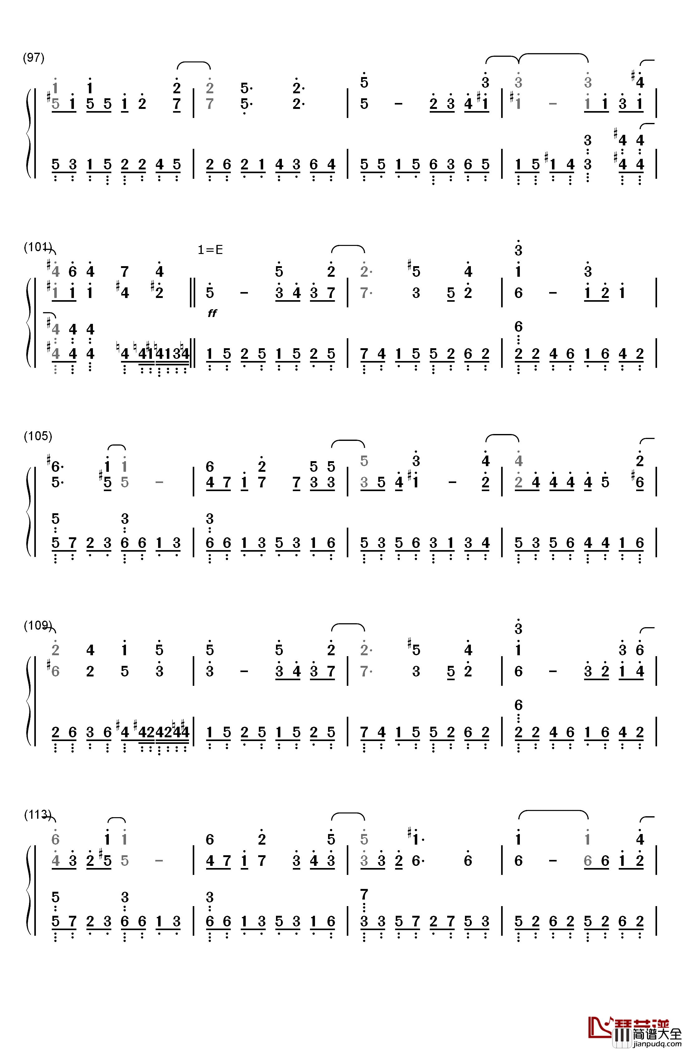Star!!钢琴简谱_数字双手_田中秀和