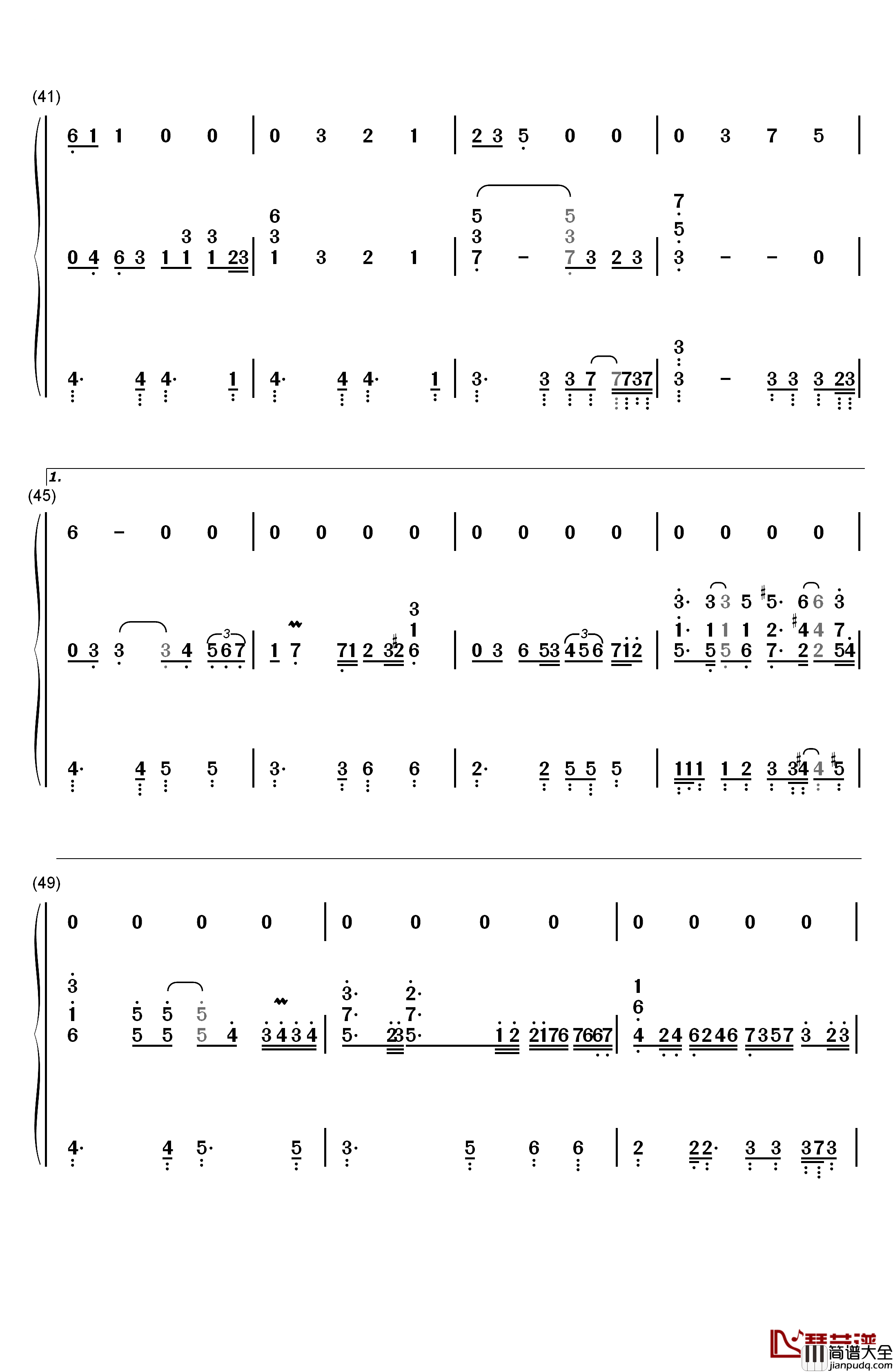 素敌だね钢琴简谱_数字双手_中野律纪(RIKKI)