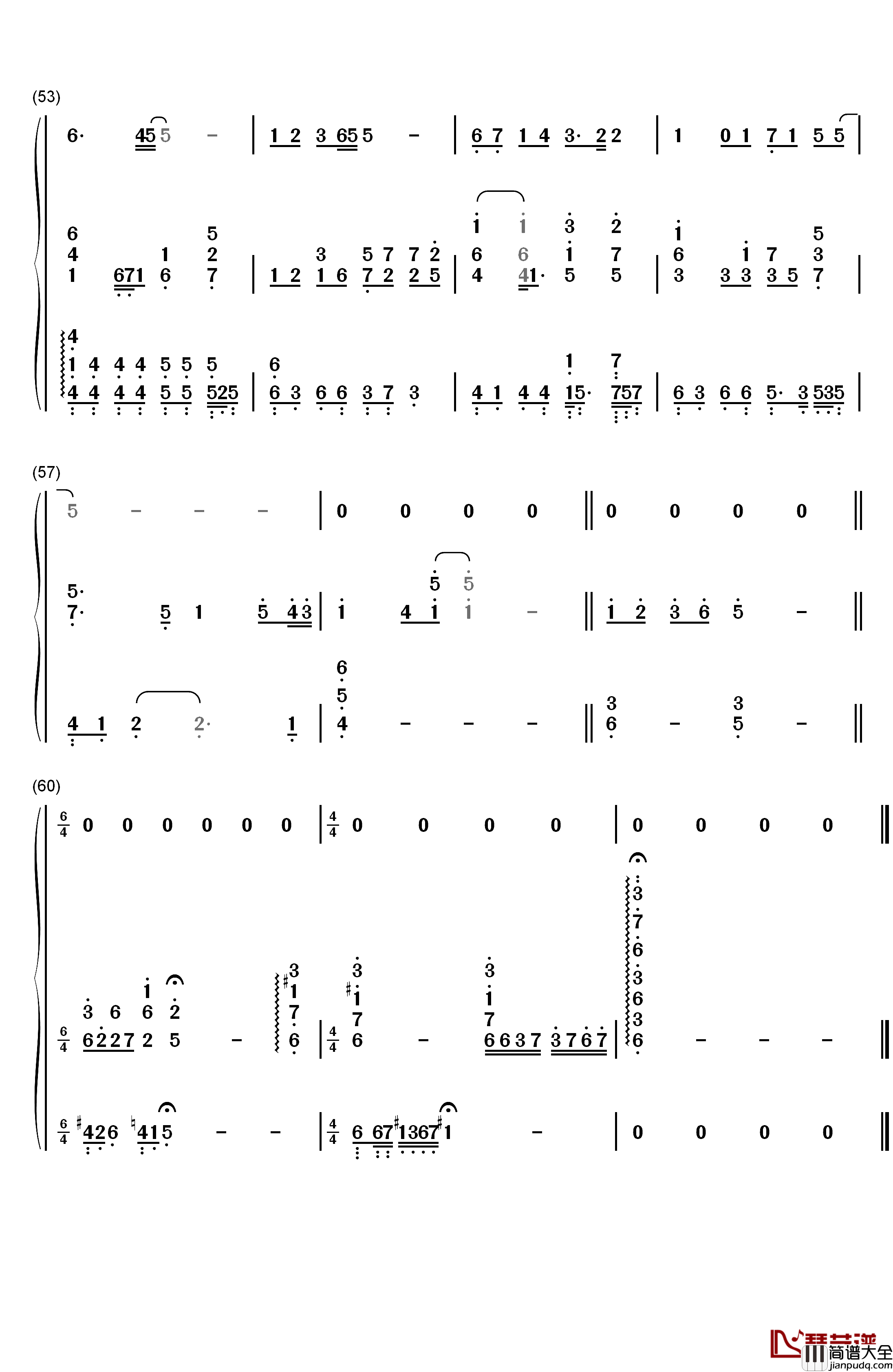 时光倒流伴奏钢琴简谱_数字双手_LYn