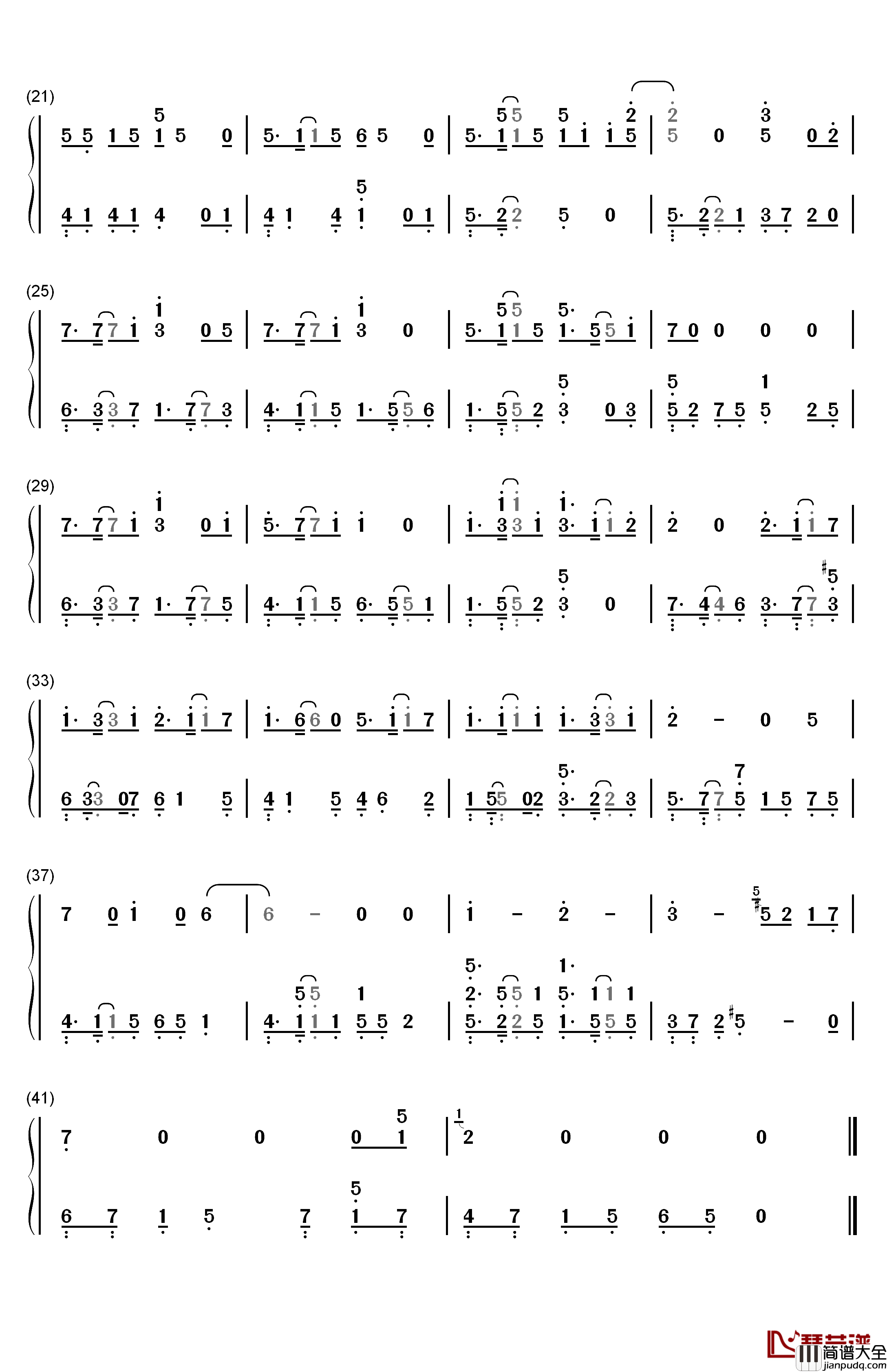 Promise钢琴简谱_数字双手_EXO_张艺兴