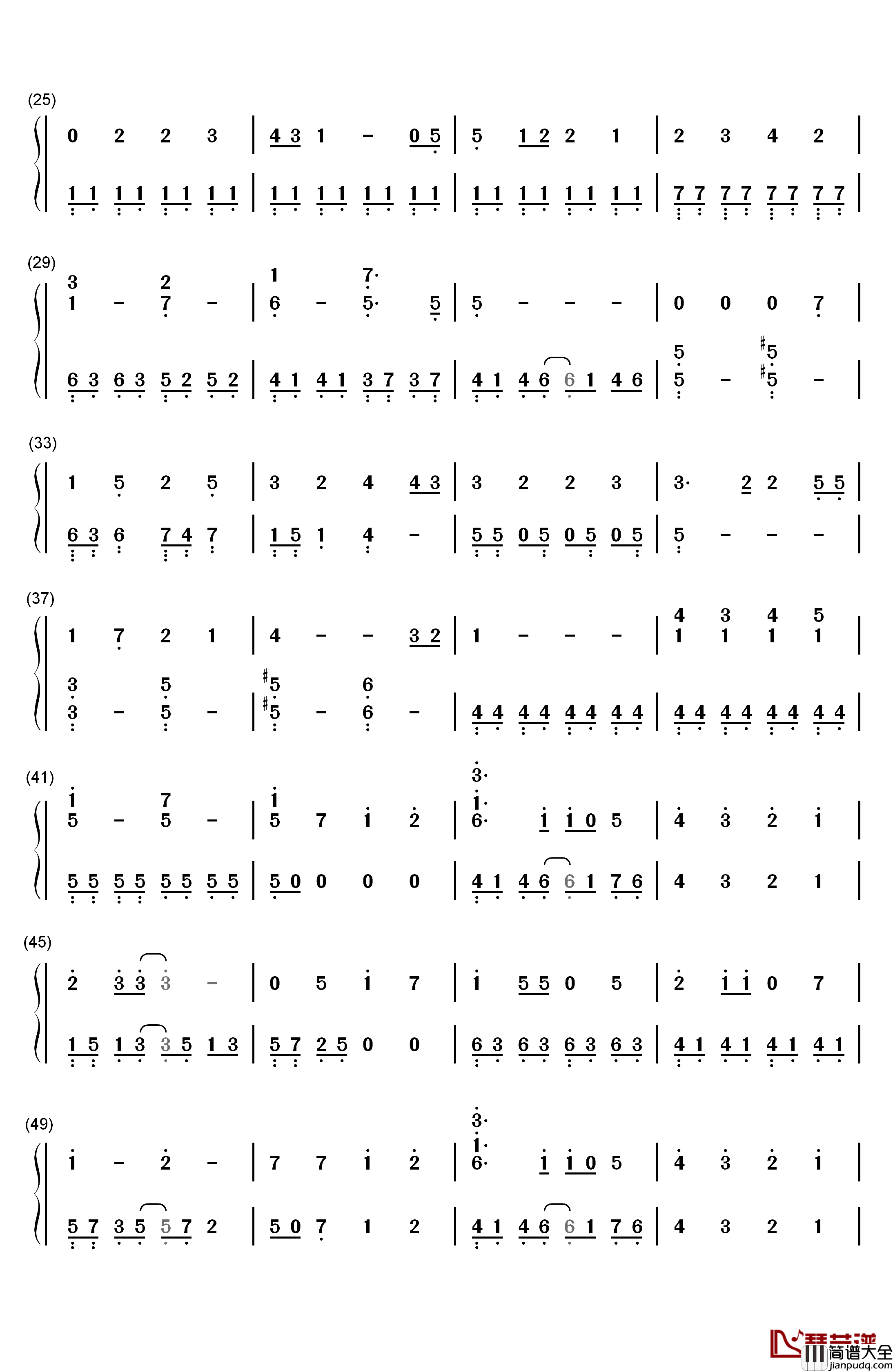メルト(Melt)钢琴简谱_数字双手_初音ミク