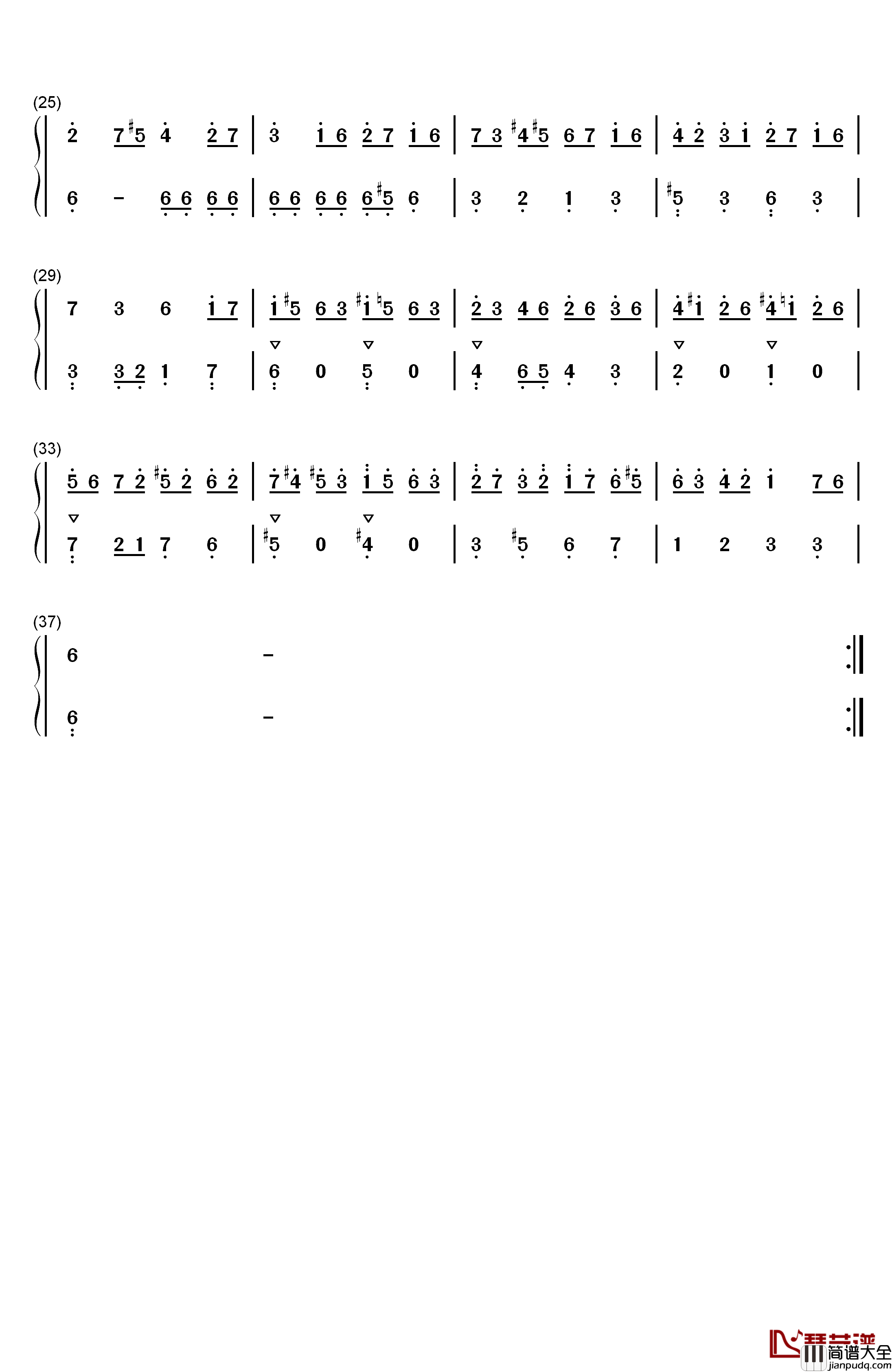 加伏特舞曲_20钢琴简谱_数字双手_巴赫