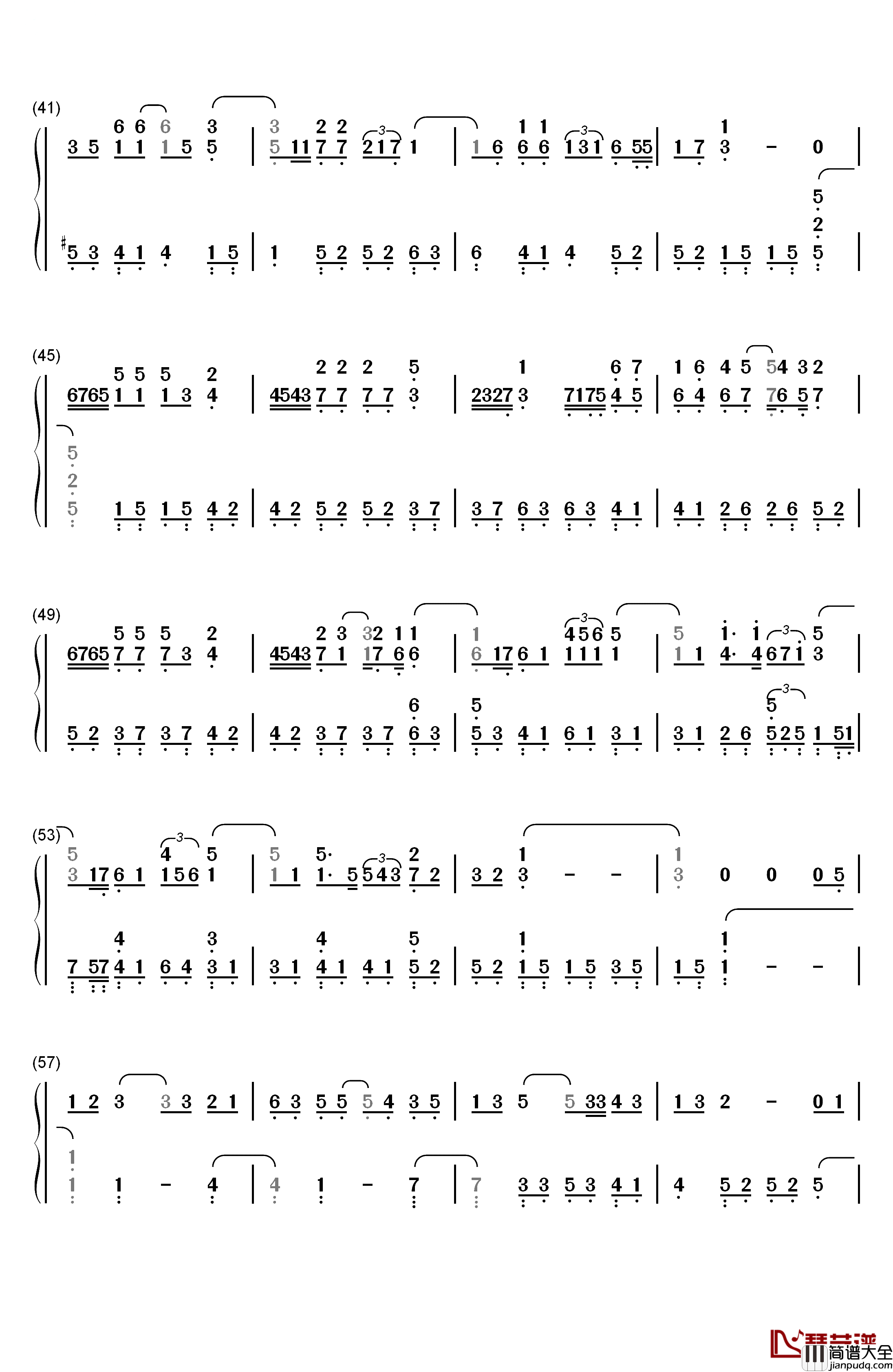 人来人往钢琴简谱_数字双手_陈奕迅
