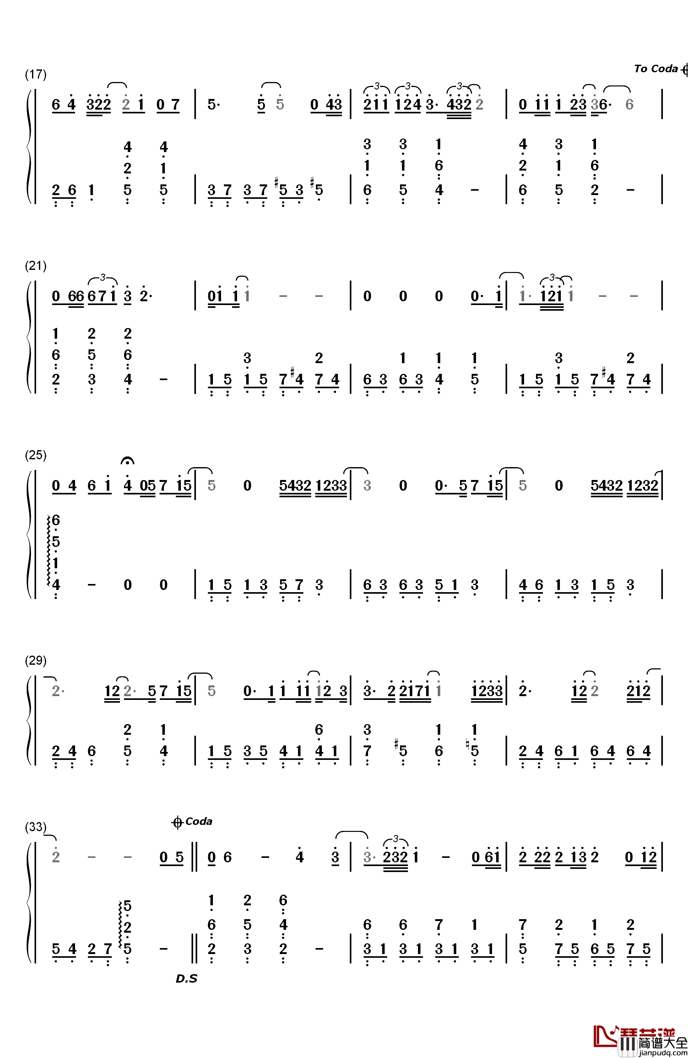 It's_You钢琴简谱_数字双手_郑世云