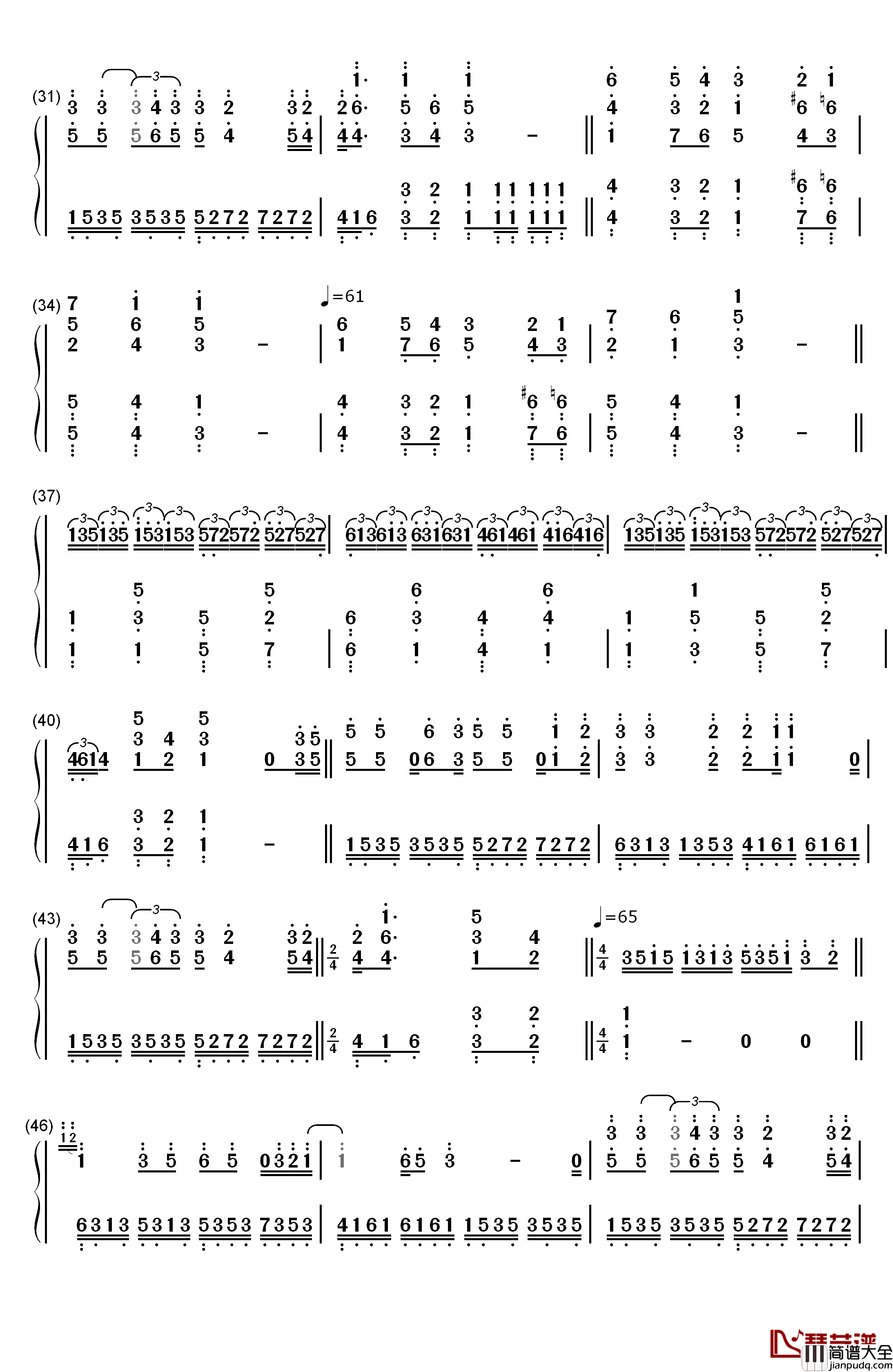 Let_It_Be钢琴简谱_数字双手_理查德克莱德曼