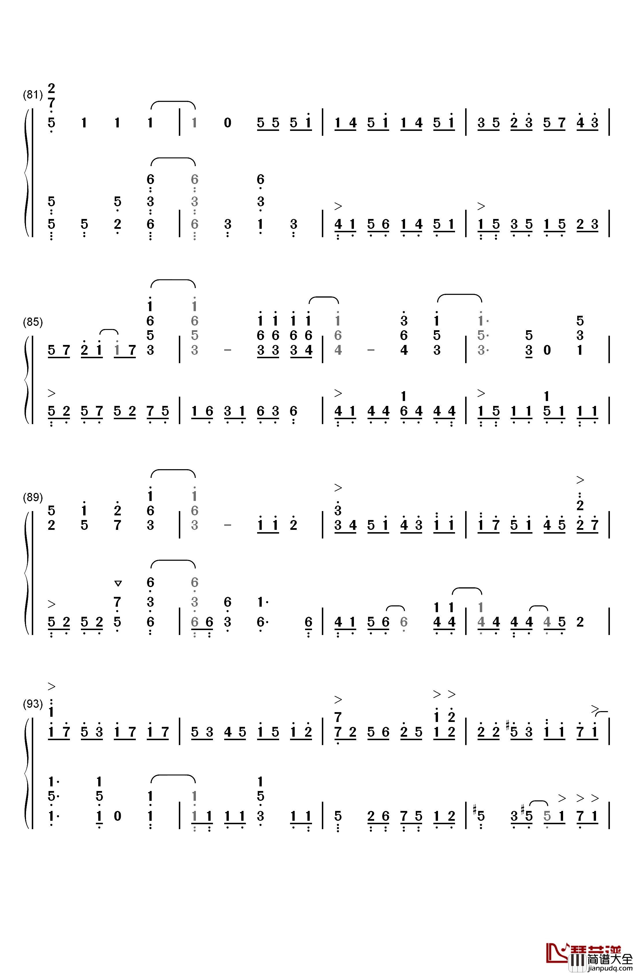 きみの名前钢琴简谱_数字双手_藤川千爱