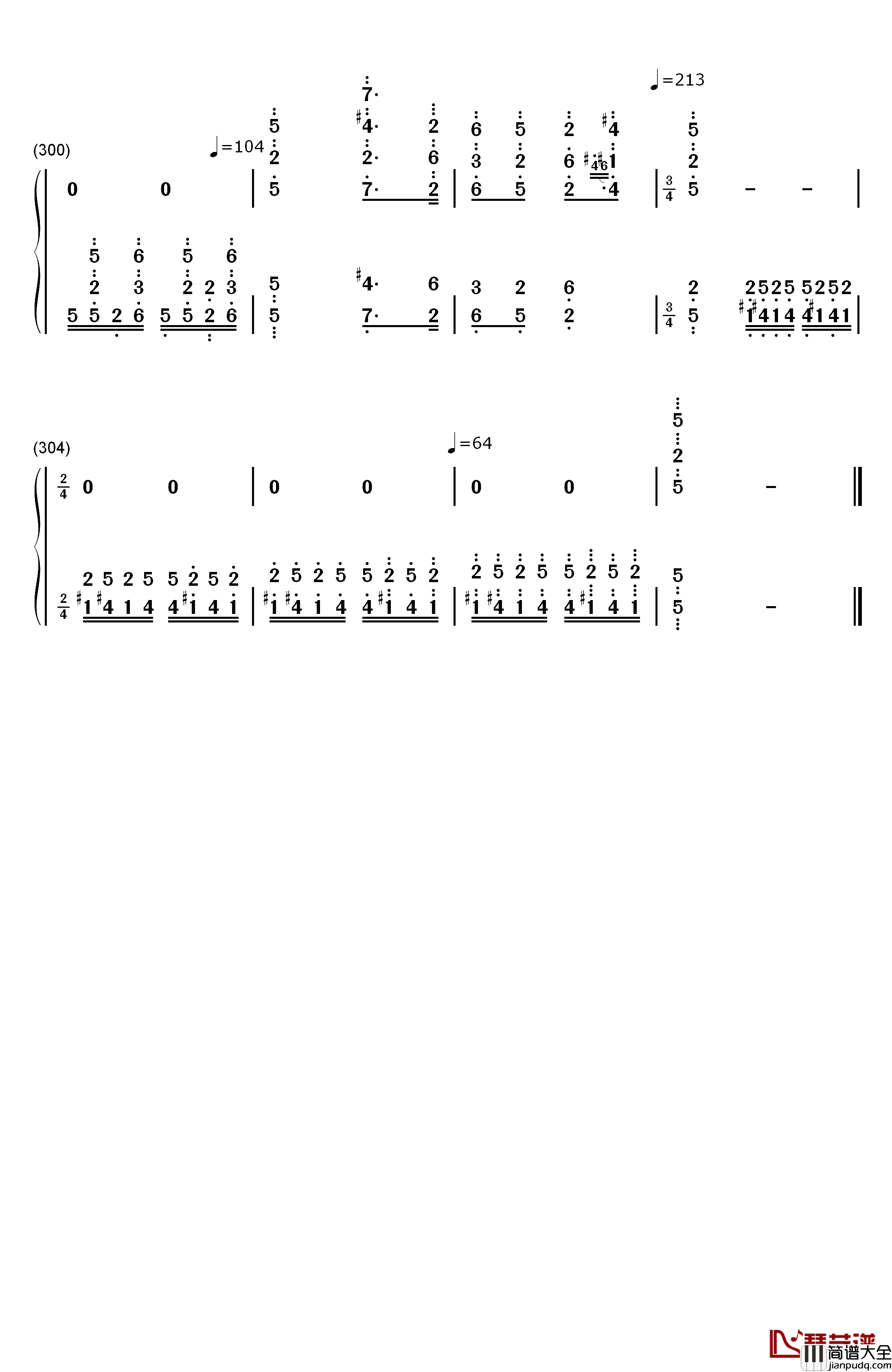 百鸟朝凤钢琴简谱_数字双手_王建中