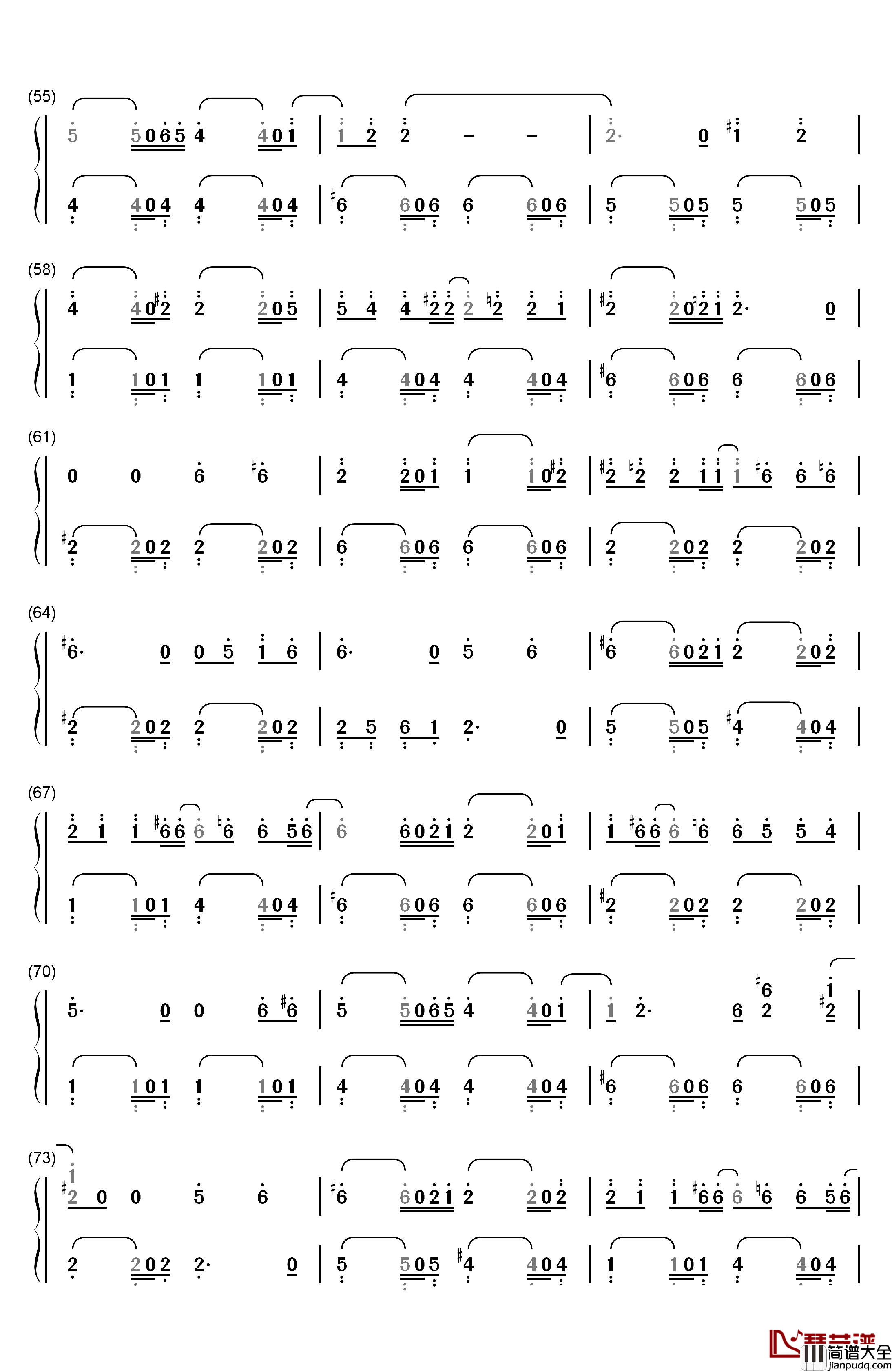 You're_My_Everything钢琴简谱_数字双手_Santa_Esmeralda